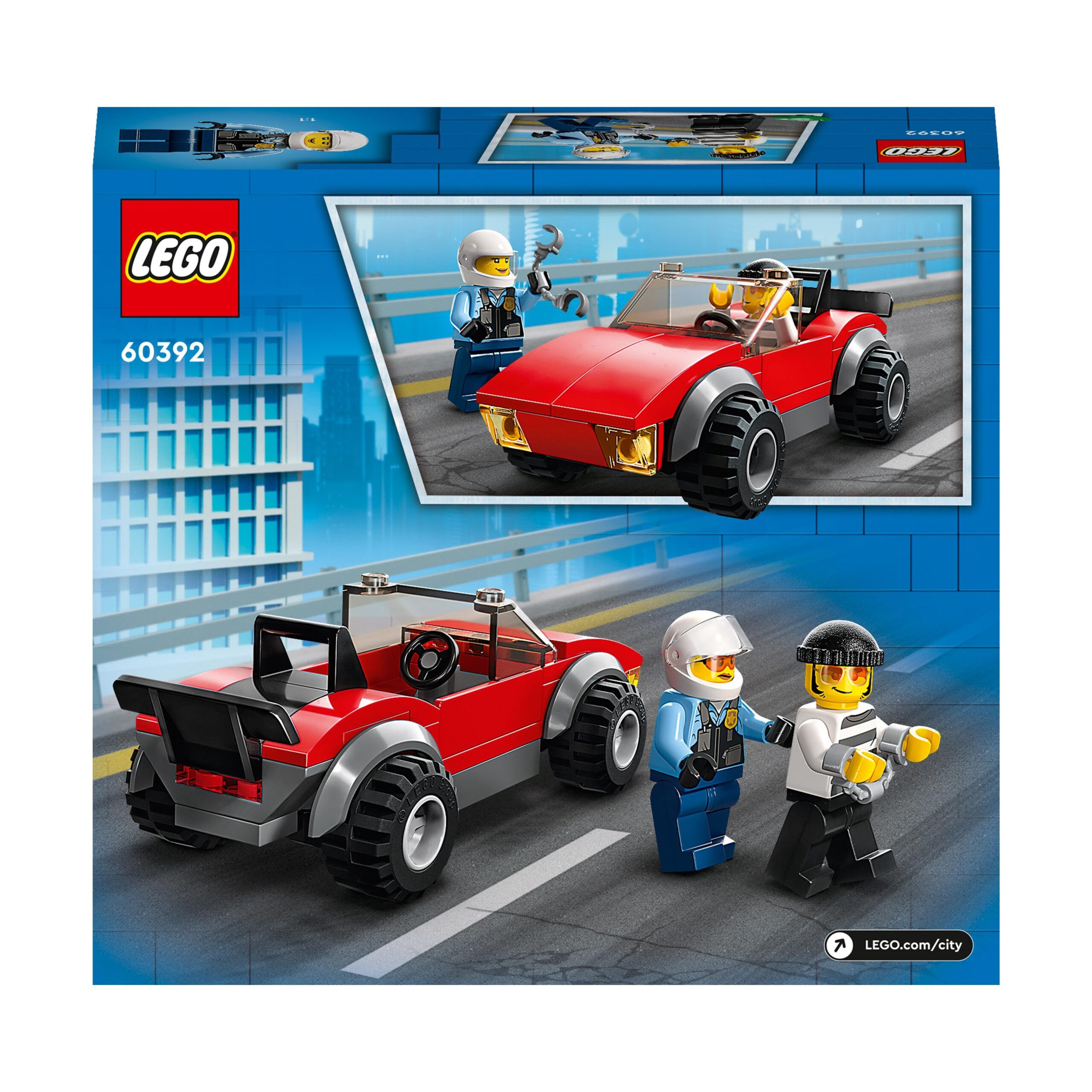 Lego city 60392 inseguimento sulla moto della polizia giocattolo con modelli di auto e 2 minifigure, giochi per bambini 5+ - LEGO CITY