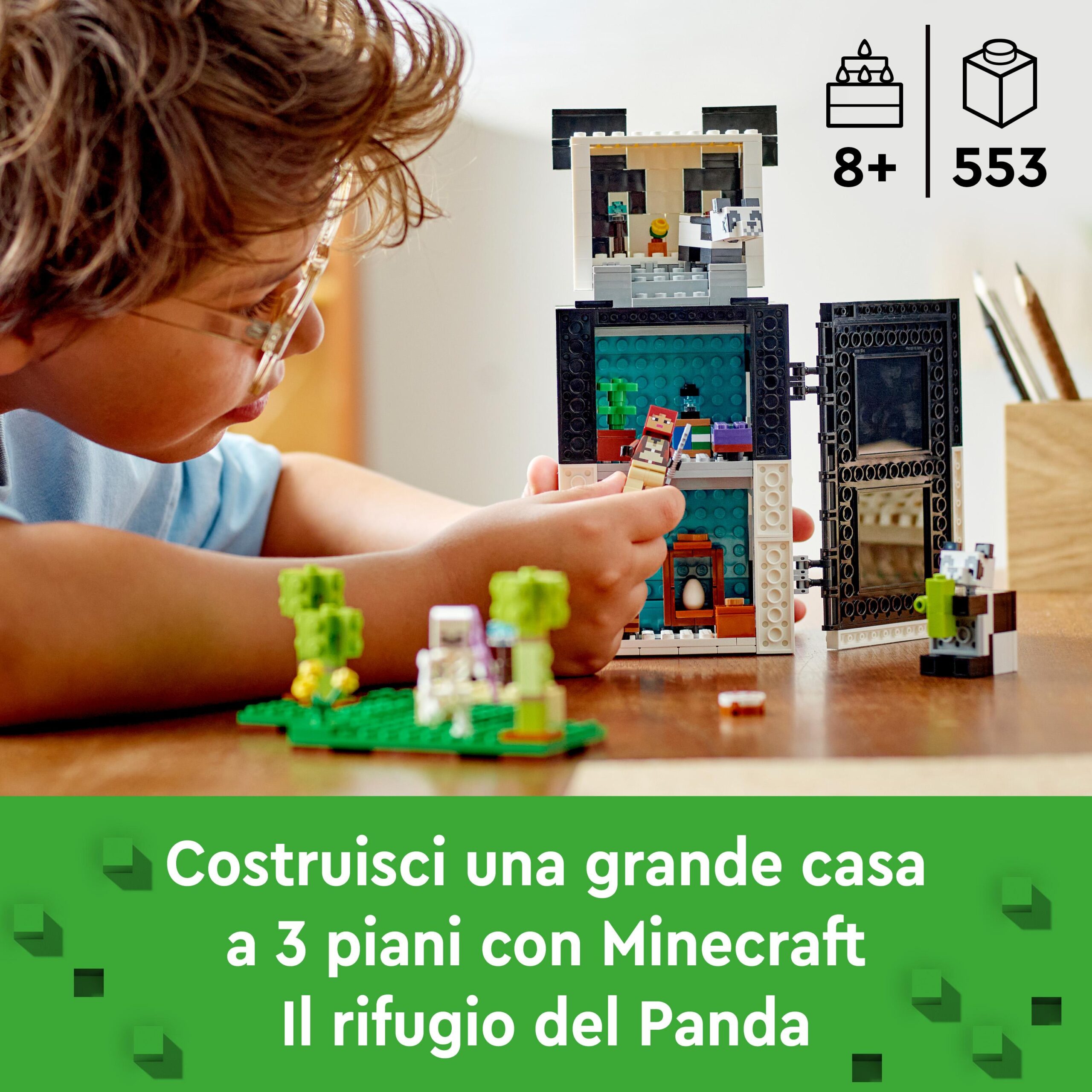 Lego minecraft 21245 il rifugio del panda, modellino da costruire di casa giocattolo, giochi per bambini, idea regalo - MINECRAFT