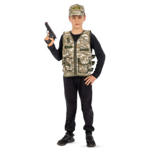 Set militare (giacca, cappello, pistola) in busta c/gancio - 