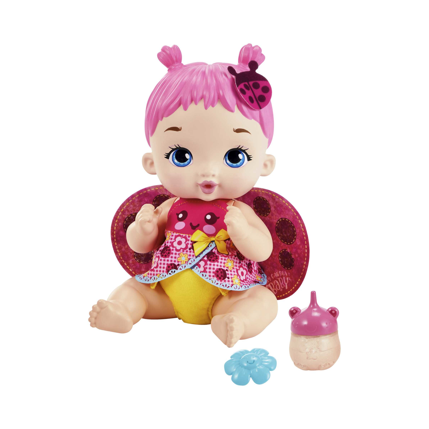 My garden baby - bambola junior coccinella con ali soffici e dolce profumo floreale, con un pannolino riutilizzabile, biberon e accessori, giocattolo per bambini, 3+ anni, hmx27 - MY GARDEN BABY
