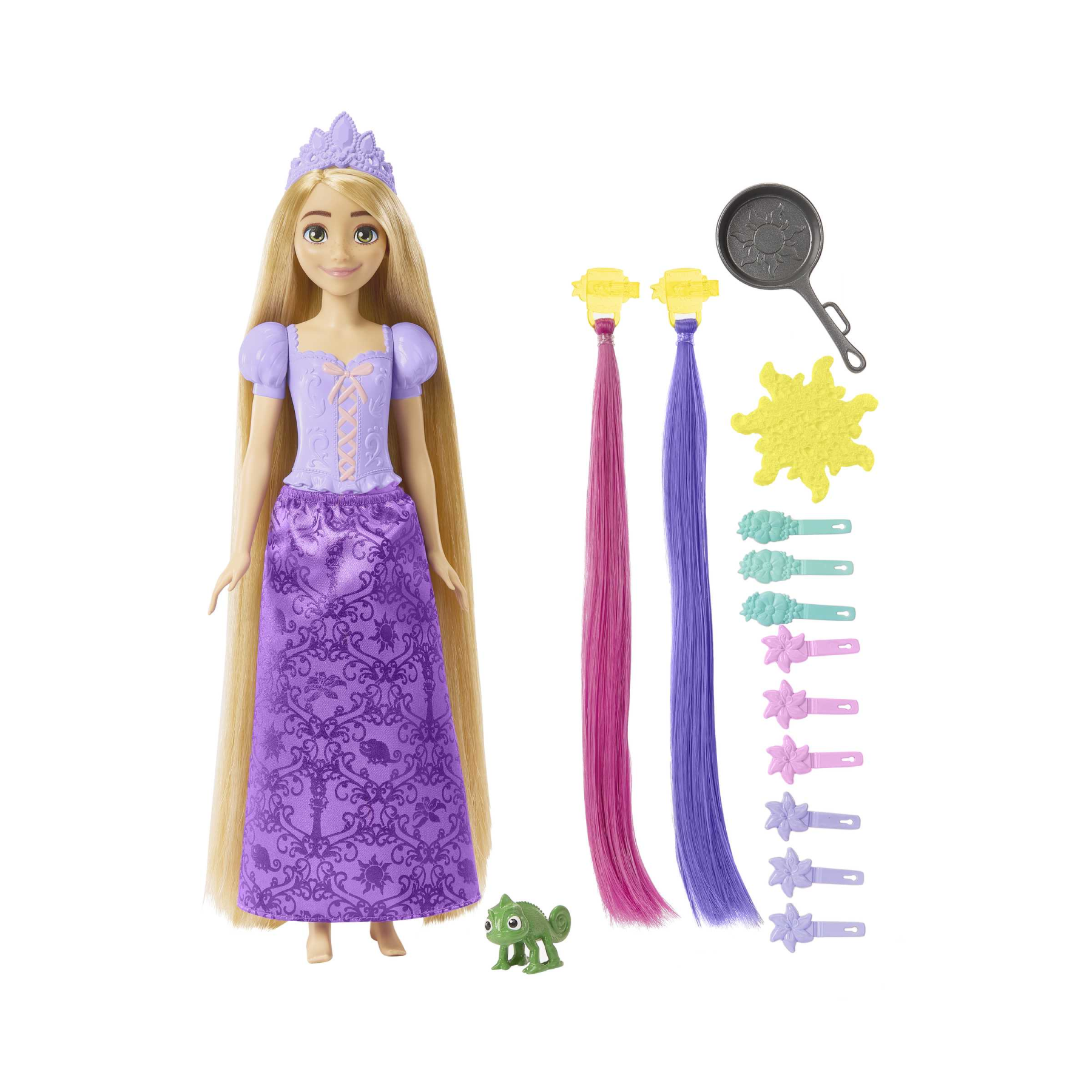 Disney princess - rapunzel chioma magica, bambola con lunghissimi capelli cambia-colore e accessori, giocattolo per bambini, 3+ anni, hlw18 - DISNEY PRINCESS