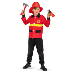 Set pompiere (giacca, cappello, estintore, accetta) in busta c/gancio - 