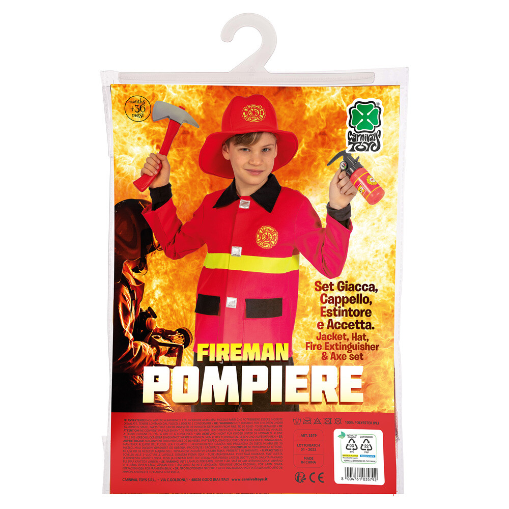 Born Toys Giocattoli Nati (Costume da Pompiere Lavabile Premium 8 PC e  Accessori per Vigili del Fuoco con estintore ad Acqua Reale Ottimo per  Halloween – Giochi e Prodotti per l'Età Evolutiva