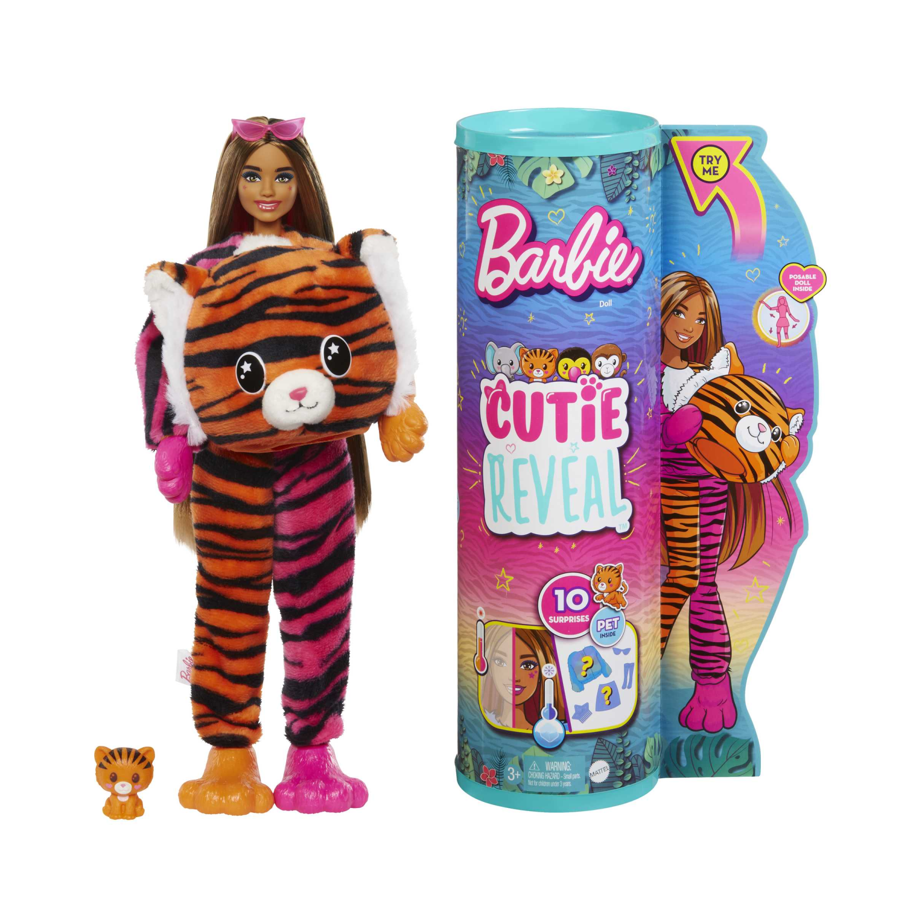 Barbie - barbie cutie reveal tigre, serie amici della giungla, bambola con  costume da tigre di peluche e 10 sorprese con tecnologia cambia colore,  giocattolo per bambini, 3+ anni, hkp99 - Toys Center
