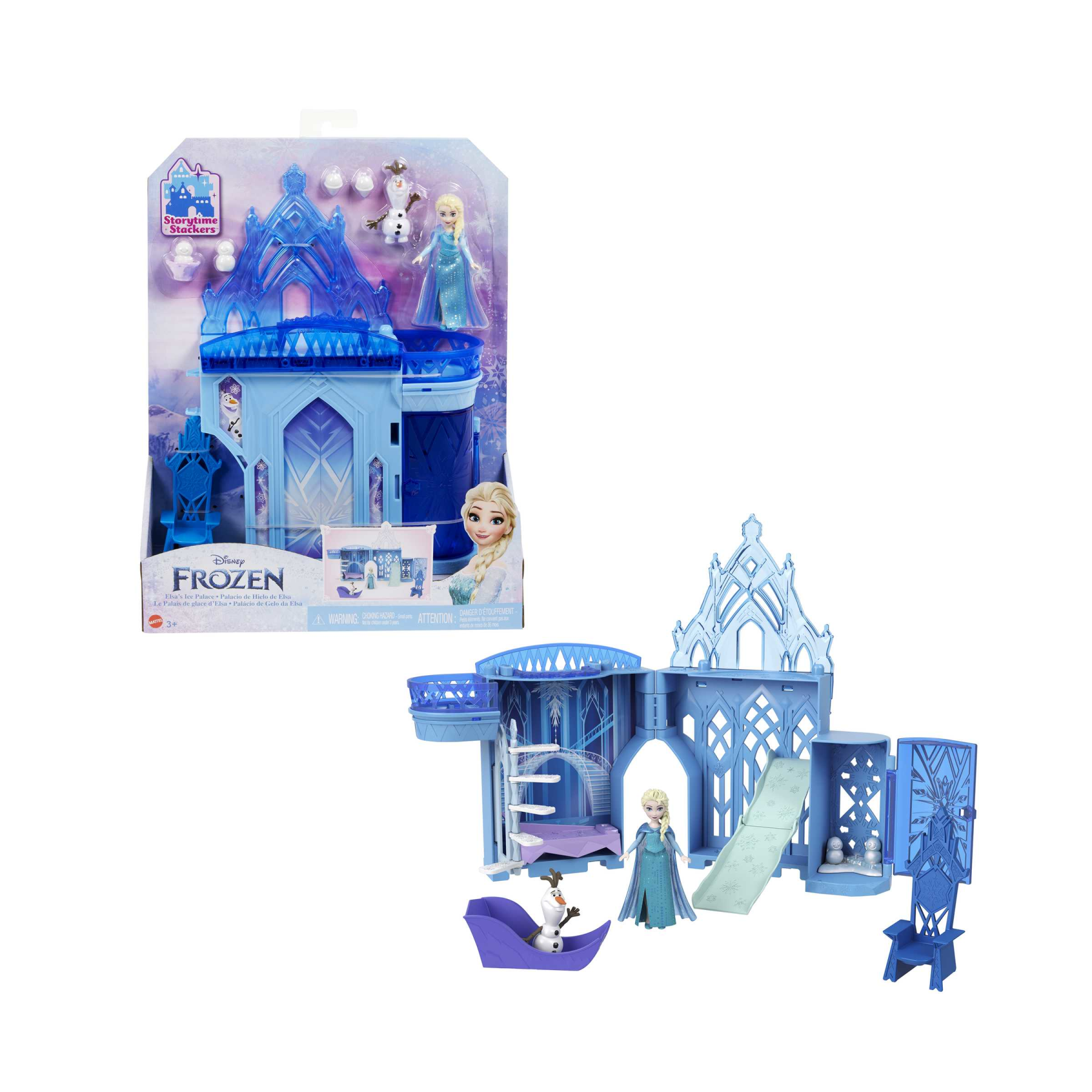 Disney frozen - set componibili palazzo di ghiaccio di elsa, playset castello delle bambole impilabile, con mini bambola elsa, olaf e tanti accessori, giocattolo per bambini, 3+ anni, hlx01 - DISNEY PRINCESS, Frozen