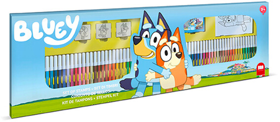 Multiprint - set 4 timbri per bambini e 60 pennarelli colorati