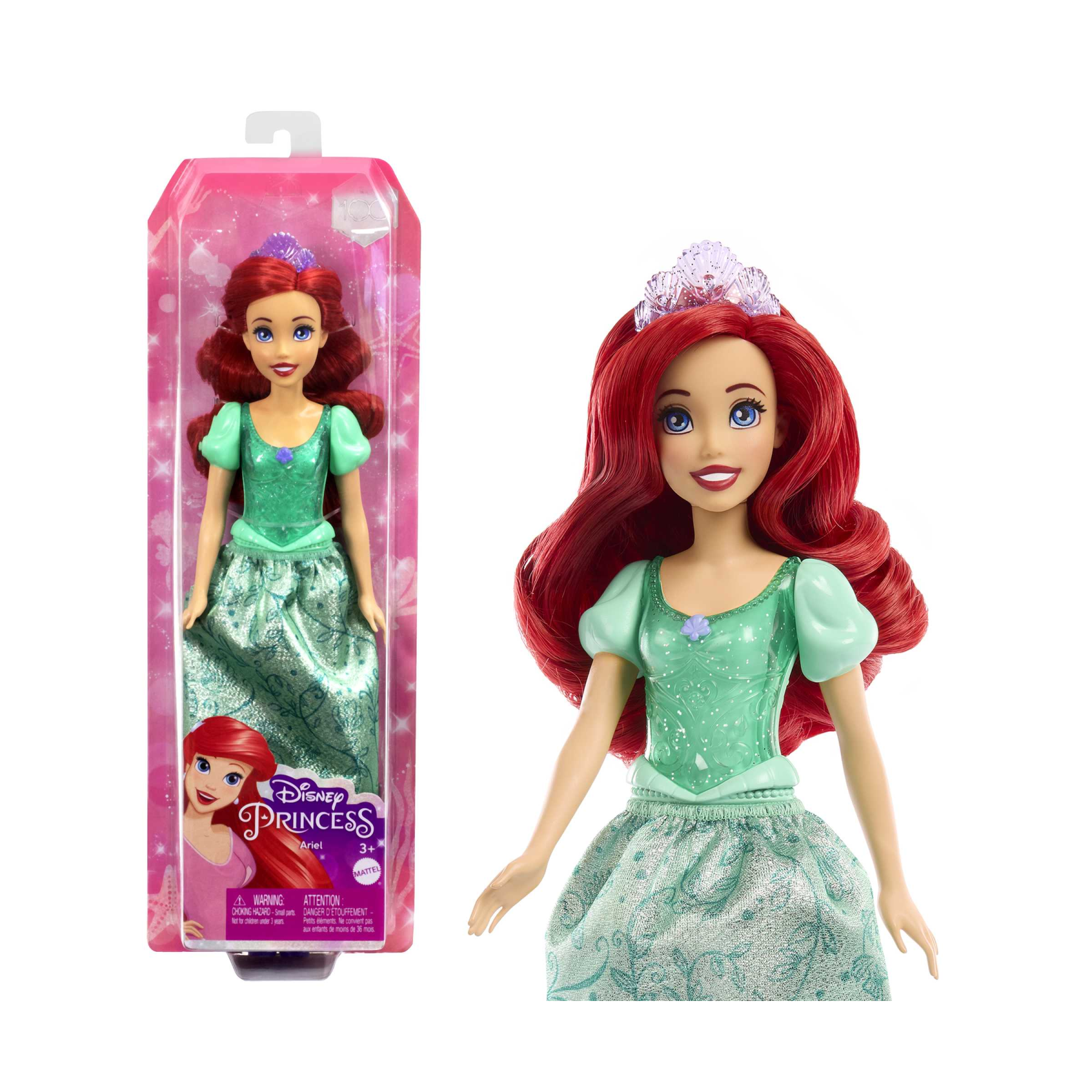 Disney princess - ariel bambola snodata, con capi e accessori scintillanti ispirati al film disney, giocattolo per bambini, 3+ anni, hlw10 - DISNEY PRINCESS