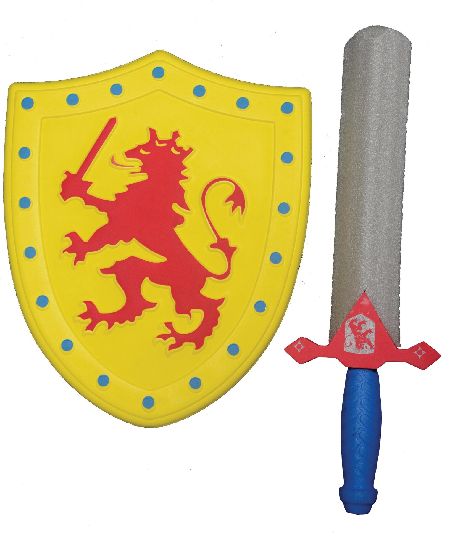 Set guerriero con spada morbida e scudo con leone stampato - 