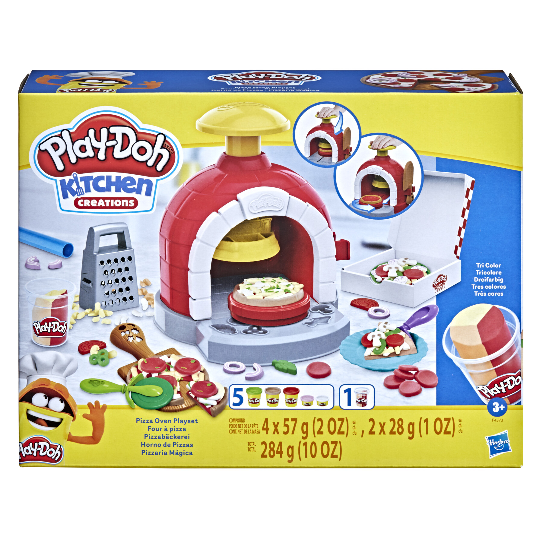 Play-doh kitchen creations, la pizzeria, playset con 6 vasetti di pasta modellabile e 8 accessori - PLAY-DOH