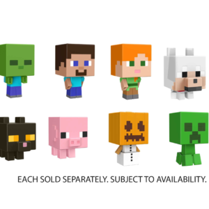 Minecraft - mini action figure testa mob, assortimento personaggi del videogioco dal design pixelato con teste giganti, tutti da collezionare, giocattolo per bambini, 6+ anni, hdv64 - MINECRAFT