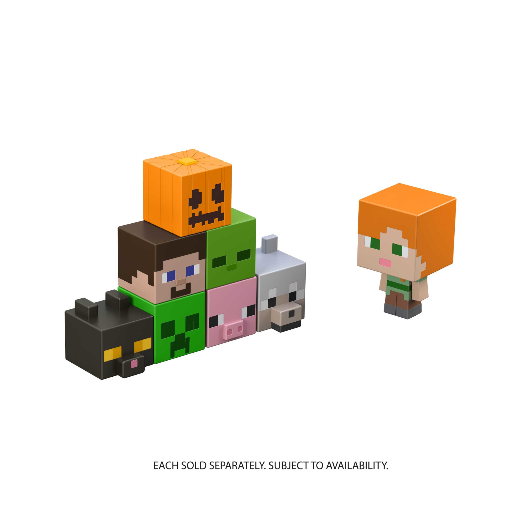Minecraft - mini action figure testa mob, assortimento personaggi
