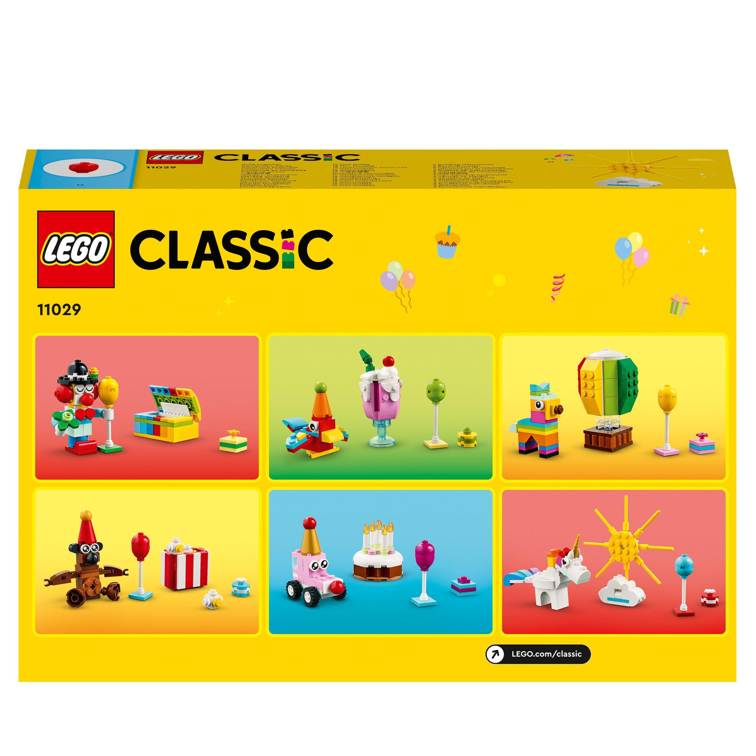 Lego classic 11029 party box creativa, giochi per bambini 5+ da condividere in famiglia con 12 mini-costruzioni in mattoncini - LEGO CLASSIC