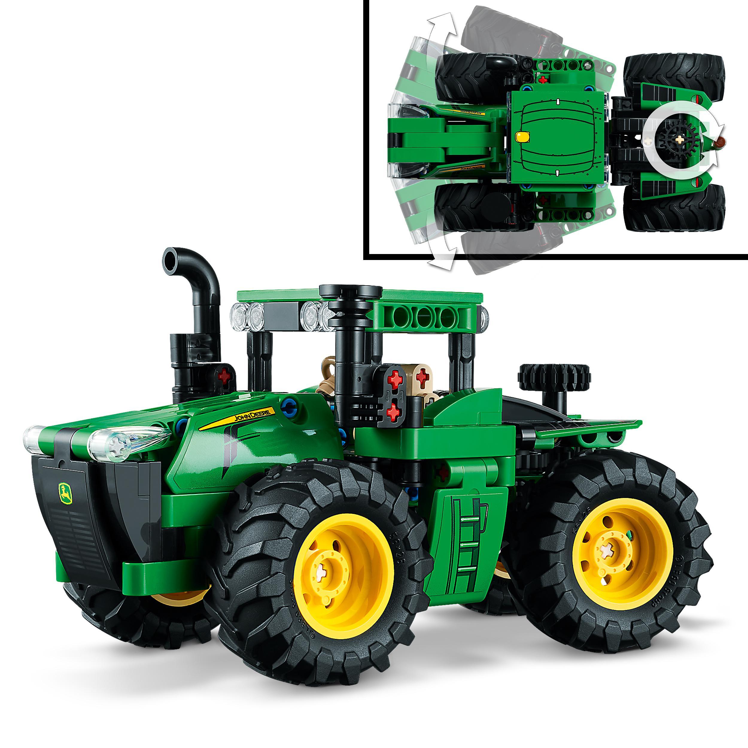 Lego technic 42136 john deere 9620r 4wd tractor, giochi creativi, trattore con rimorchio, replica modello da costruzione - LEGO TECHNIC