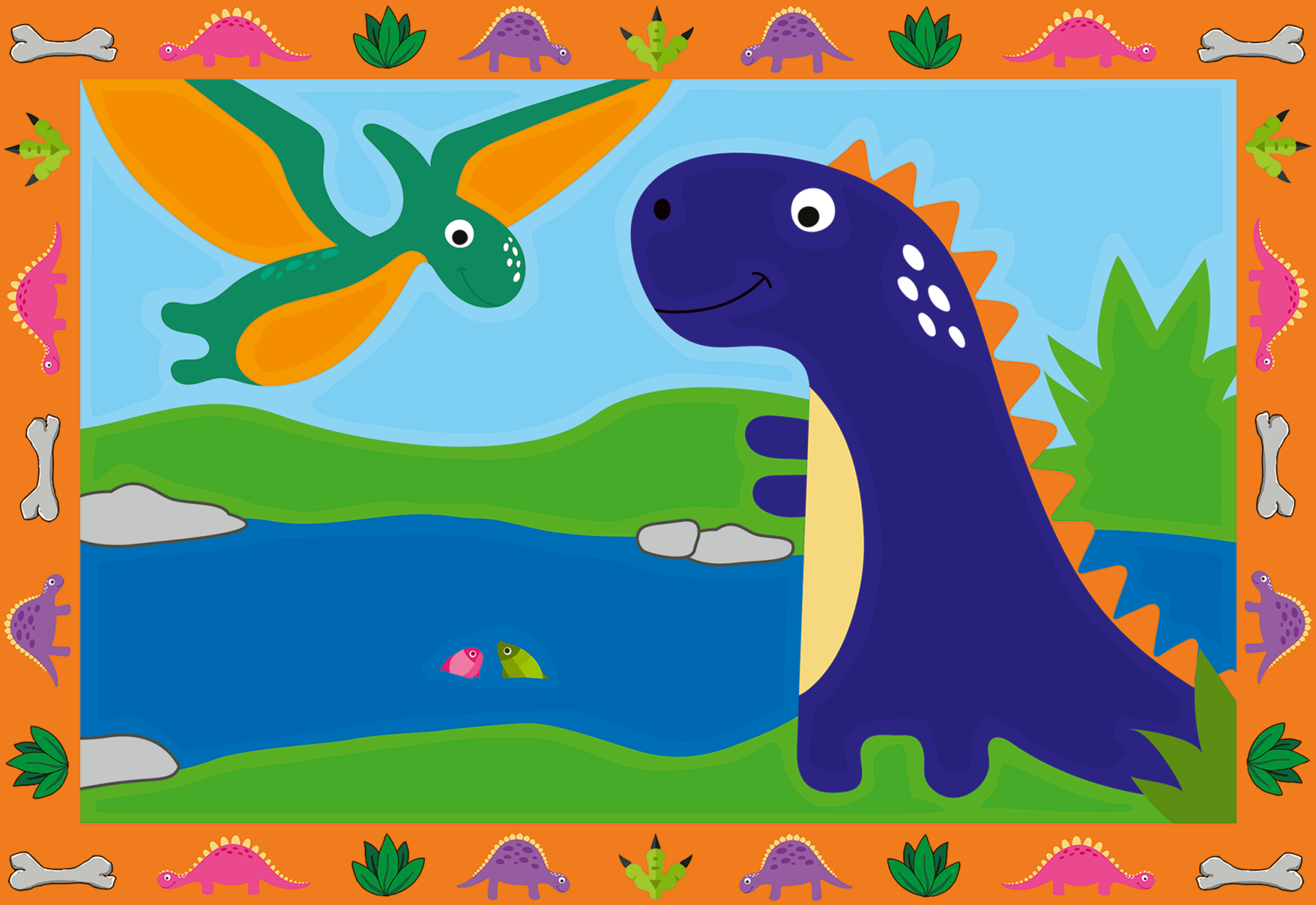Ravensburer - creart serie junior, dinosauri, kit dipingere con i numeri,  contiene 2 tavole prestampate, pennello, colori, gioco creativo per maschi  e femmine dai 5+ anni di età - Toys Center