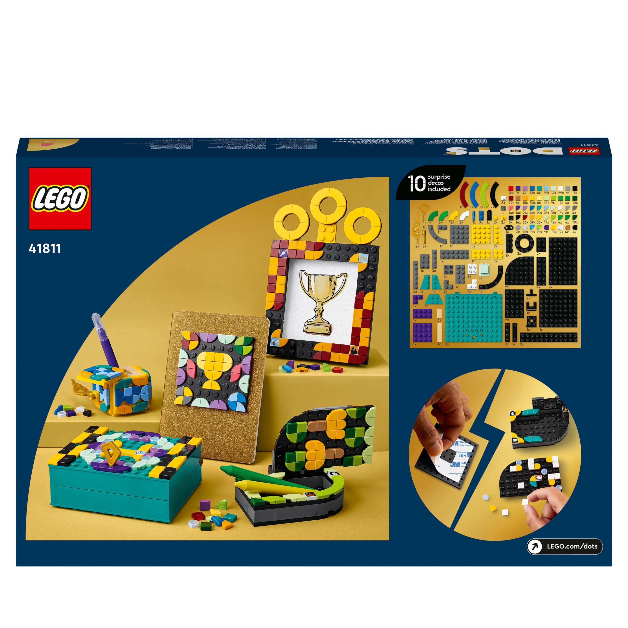 Lego dots 41811 kit da scrivania di hogwarts, accessori scrivania di harry potter con 2 portagioie, portafoto e toppa adesiva - DOTS, LEGO® Harry Potter™