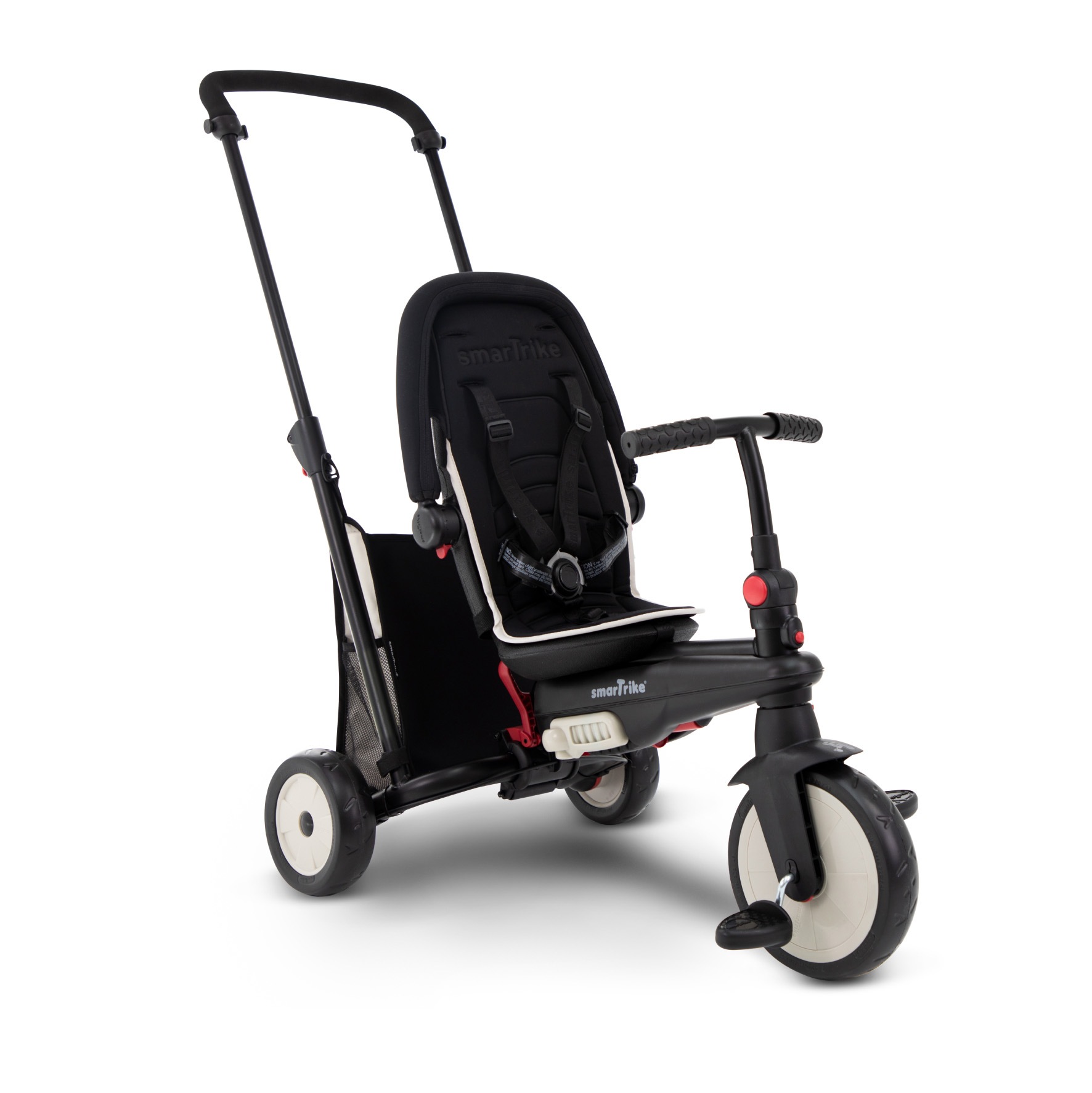 Triciclo pieghevole 6in1 con schienale reclinabile, maniglione direzionale ed allungabile e ammortizzatori brevettati: smartrike str3 per bambini dai 10 mesi ai 3 anni - nero - SMART TRIKE
