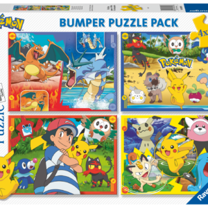 Ravensburger - puzzle pokémon, collezione bumper pack 4x100, 4 puzzle da 100 pezzi, età raccomandata 5+ anni - RAVENSBURGER