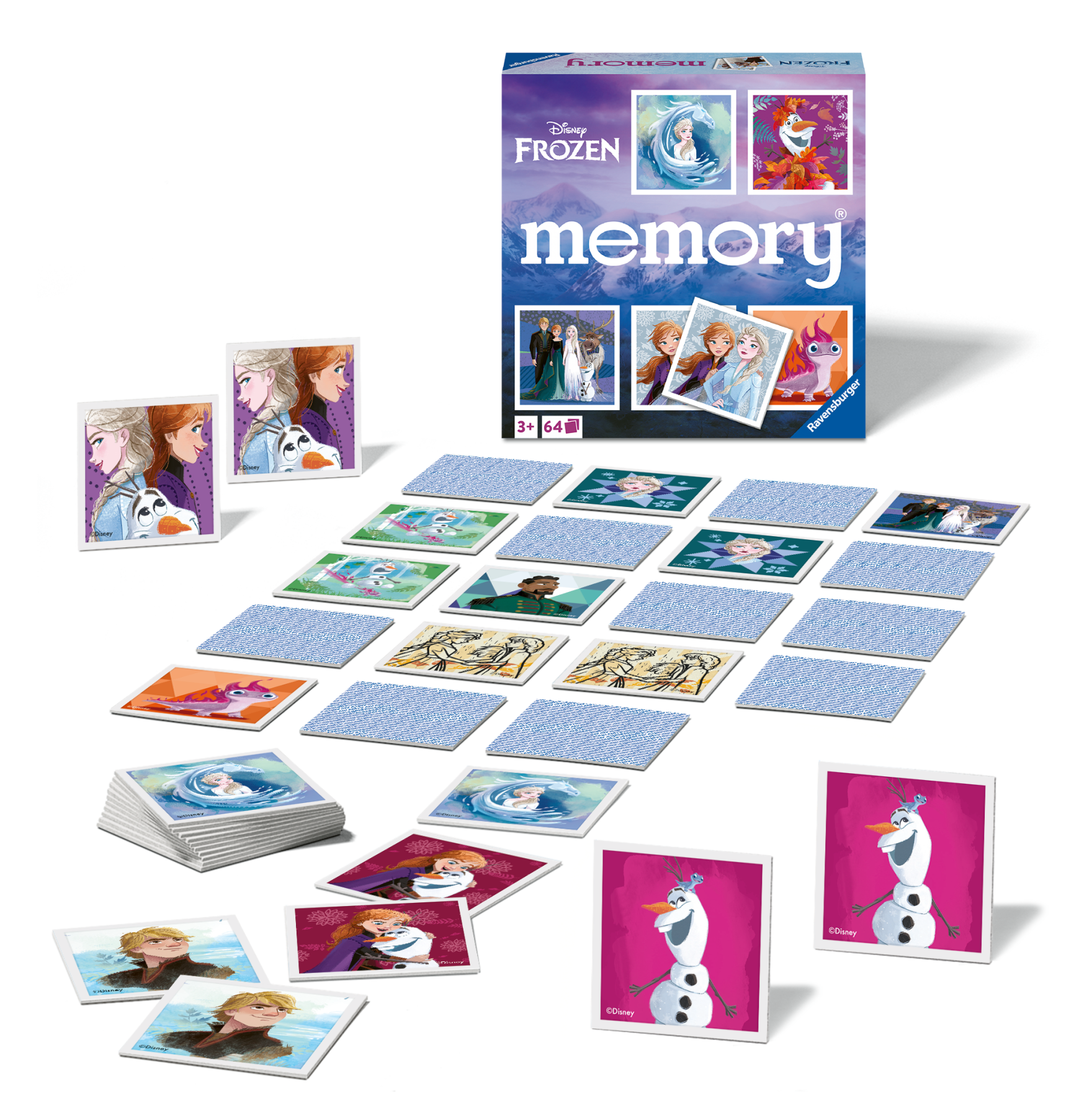 Ravensburger - memory® versione frozen, 64 tessere, gioco da tavolo, 3+ anni - DISNEY PRINCESS, RAVENSBURGER, Frozen