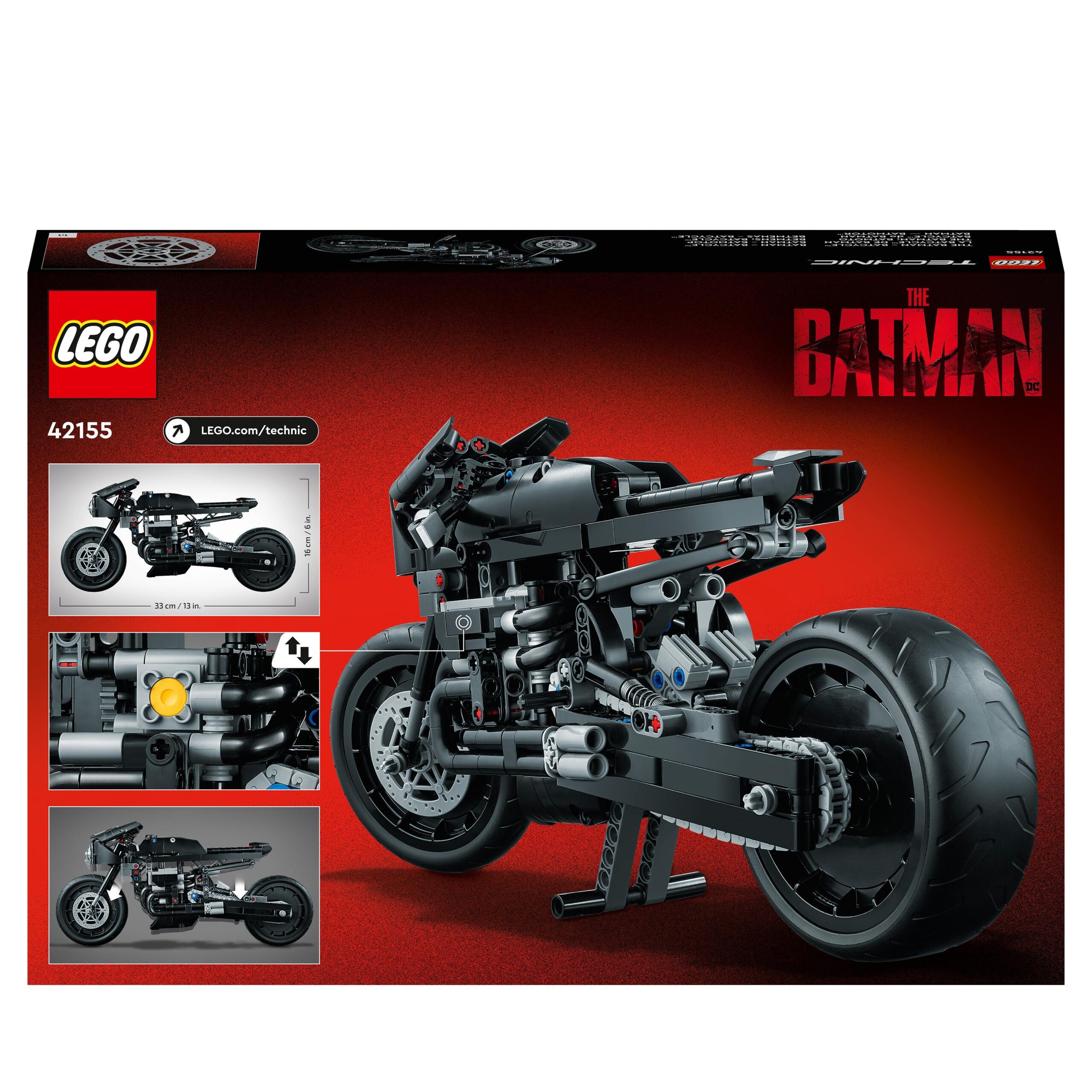 Lego technic 42155 the batman – batcycle, moto giocattolo da collezione, modellino motocicletta del supereroe, film del 2022 - LEGO TECHNIC