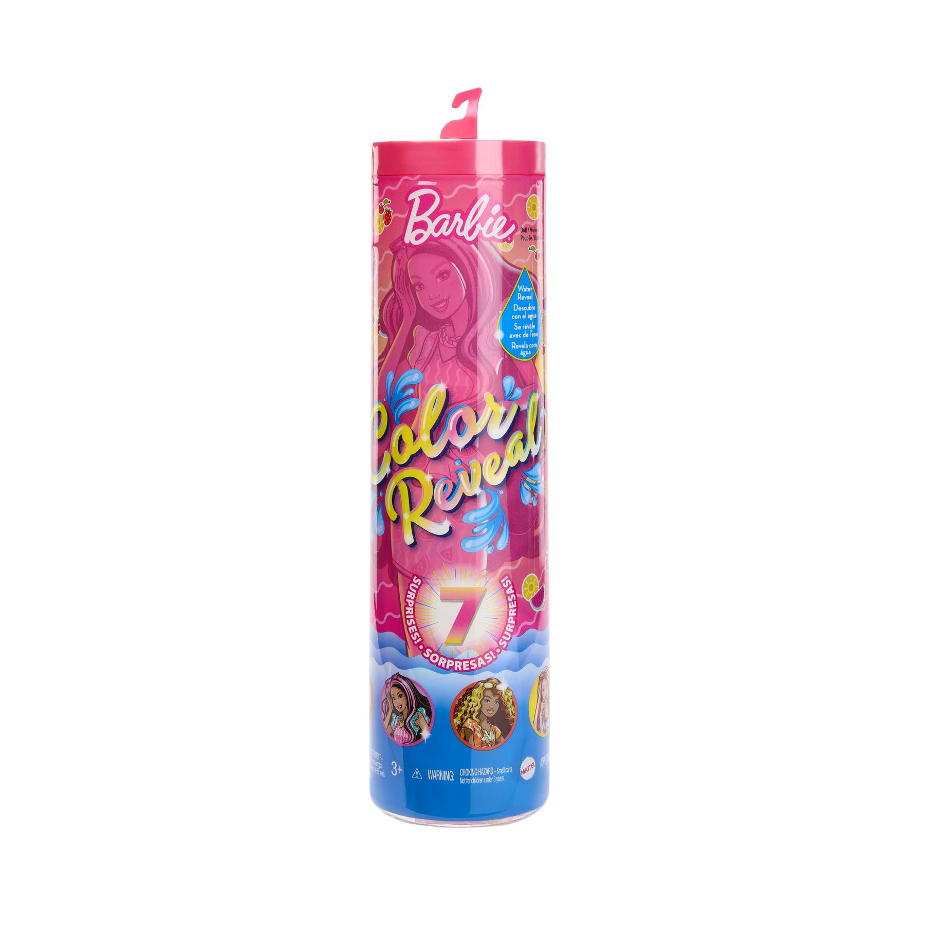 Barbie - color reveal serie dolci frutti, bambola profumata con 7 sorprese cambia-colore e accessori, giocattolo per bambini, 3+ anni, hjx49 - Barbie