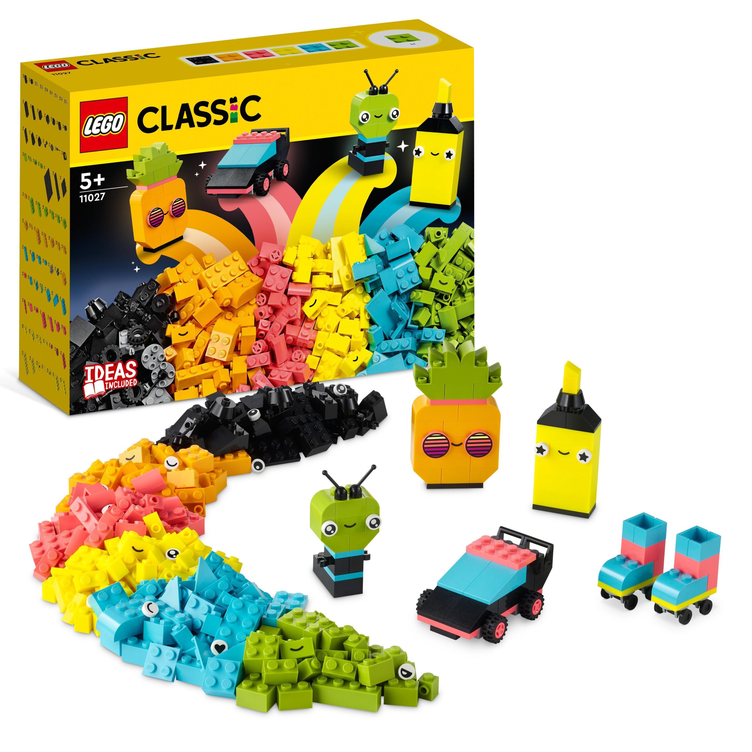 Lego classic 11027 divertimento creativo - neon, costruzioni in