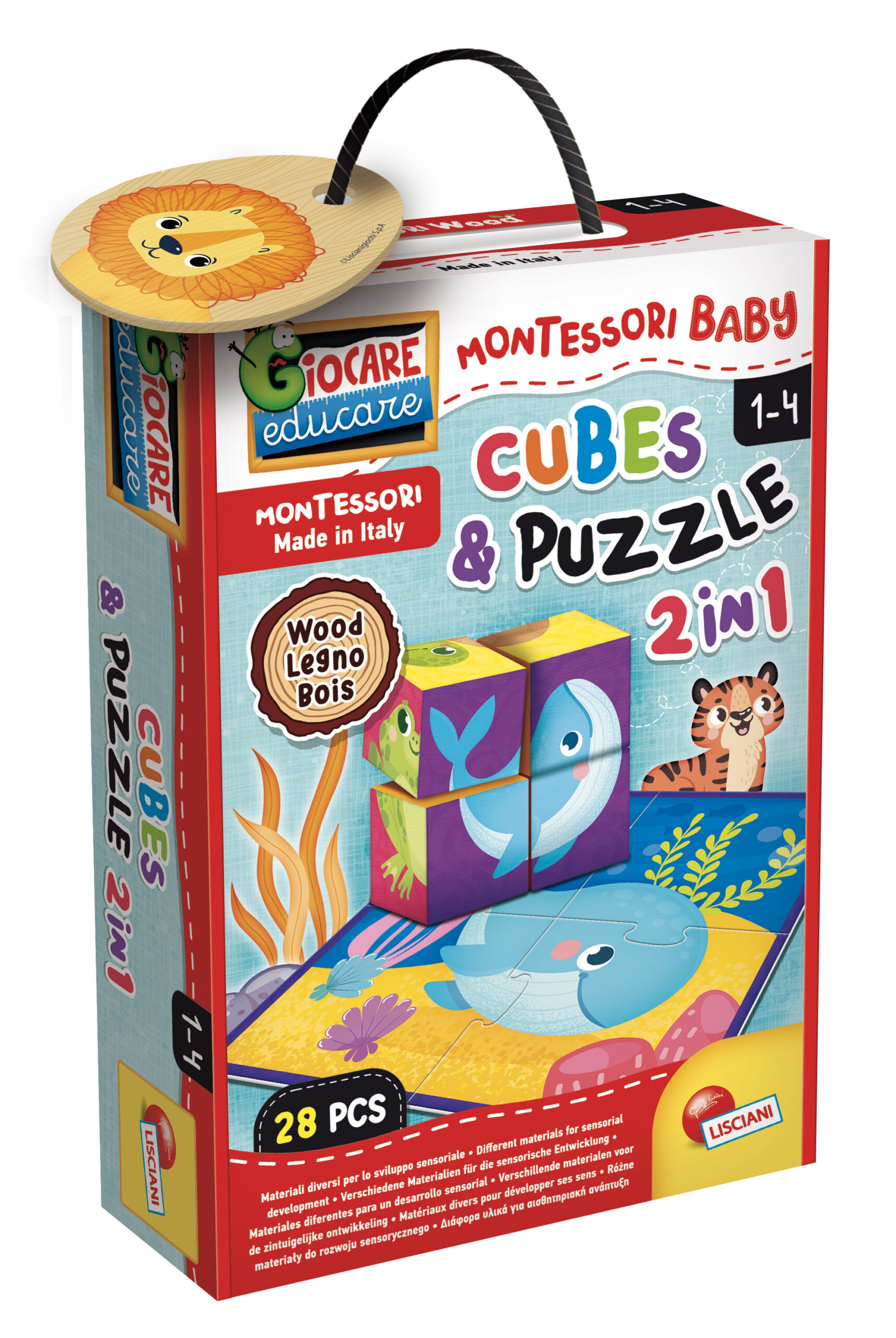 Montessori baby legno cubes and puzzle 2 in 1 - LISCIANI