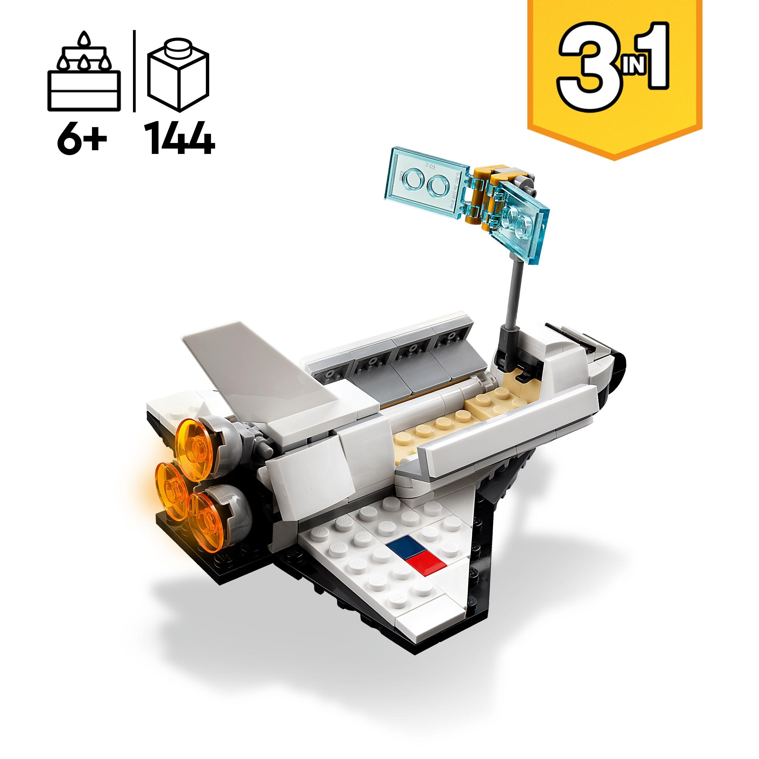 Lego creator 31134 space shuttle, set 3 in1 con astronauta e astronave giocattolo, giochi per bambini 6+ idea regalo creativa - LEGO CREATOR