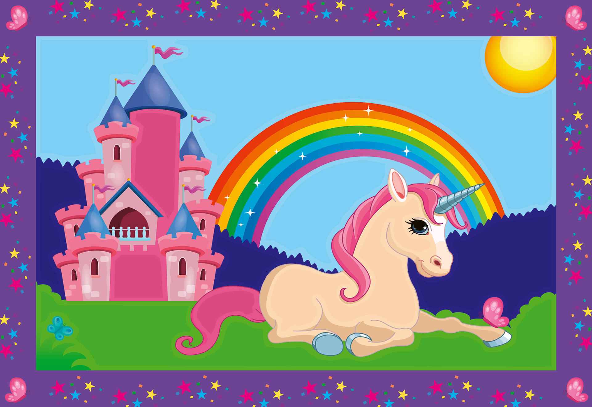 Ravensburer - creart serie junior, unicorni, kit dipingere con i numeri, contiene 2 tavole prestampate, pennello, colori, gioco creativo per maschi e femmine dai 5+ anni di età - RAVENSBURGER