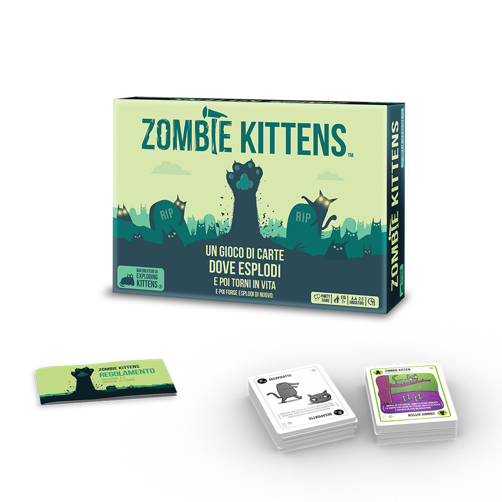 Asmodee - zombie kittens, gioco di carte della linea exploding kittens - 
