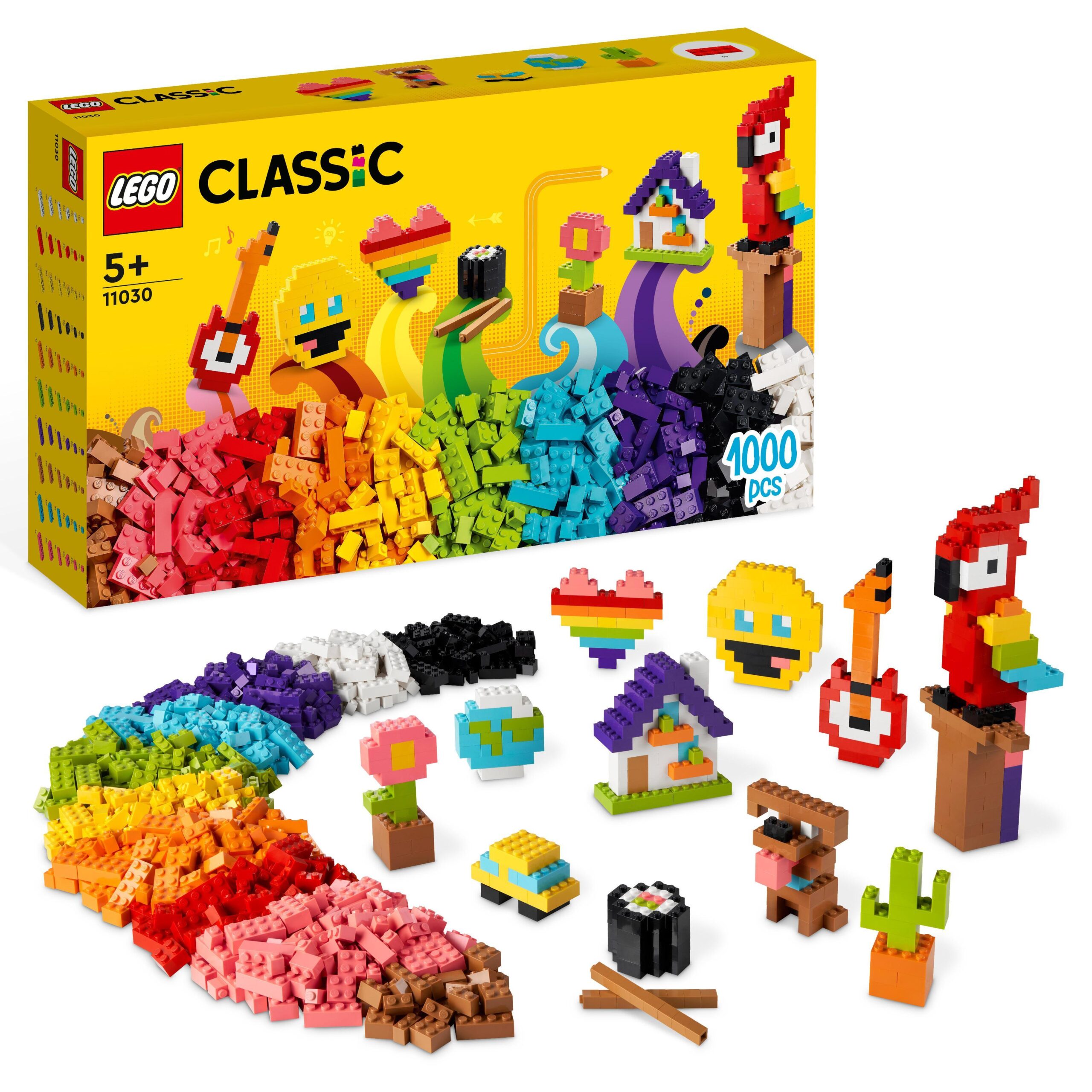 LEGO Classic Mattoncini, Basi per Mattoncini, Giochi per Bambini di 4+ Anni,  con Ruote, Finestre, Porte e 4 Basi, 11717