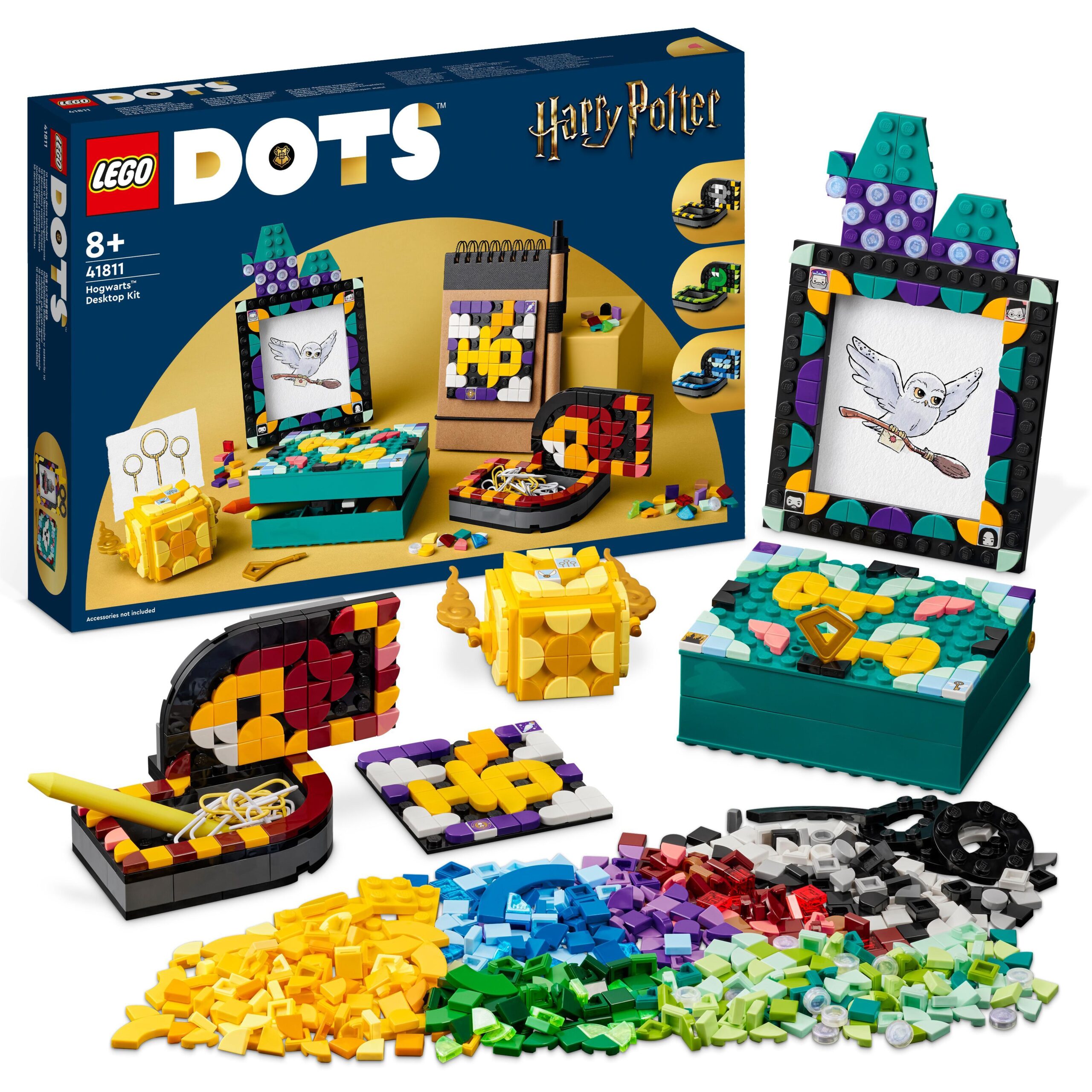 Lego dots 41811 kit da scrivania di hogwarts, accessori scrivania di harry potter con 2 portagioie, portafoto e toppa adesiva - 3083, DOTS