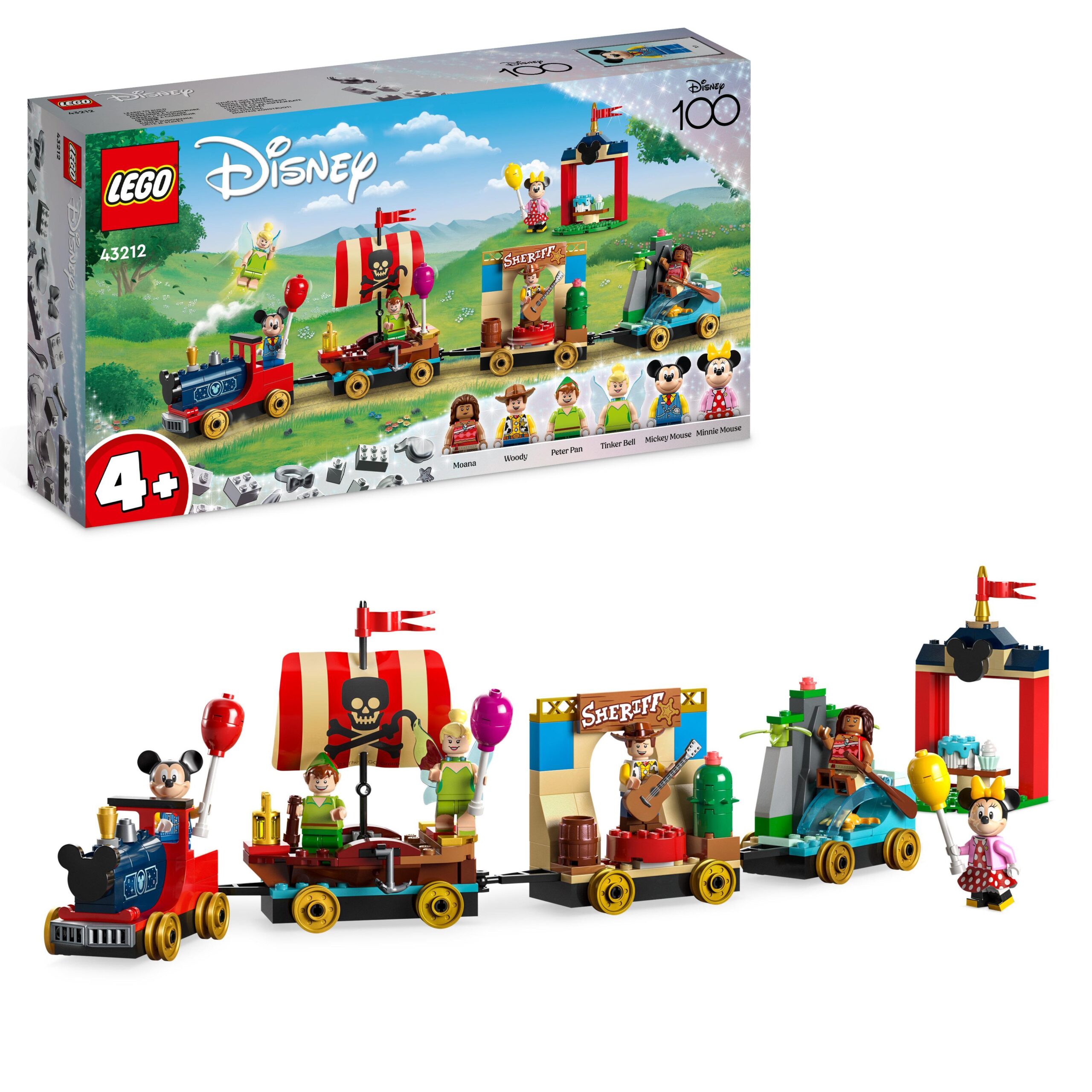 Lego disney 43212 treno delle celebrazioni disney 100° anniversario con carri giocattolo e figure di topolino e minnie - Lego, Minnie