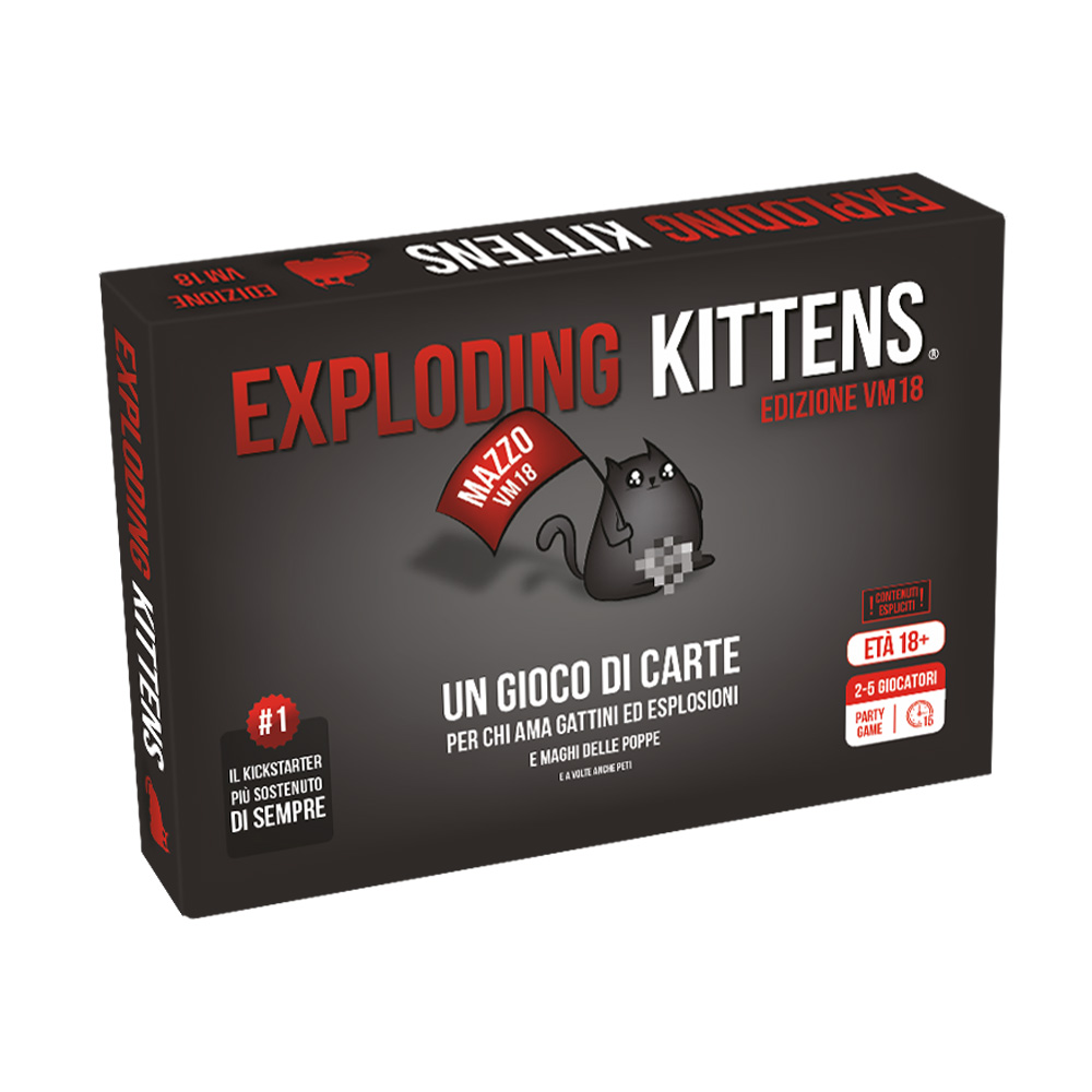 Asmodee - exploding kittens vm18, gioco di carte vietato ai minori - 