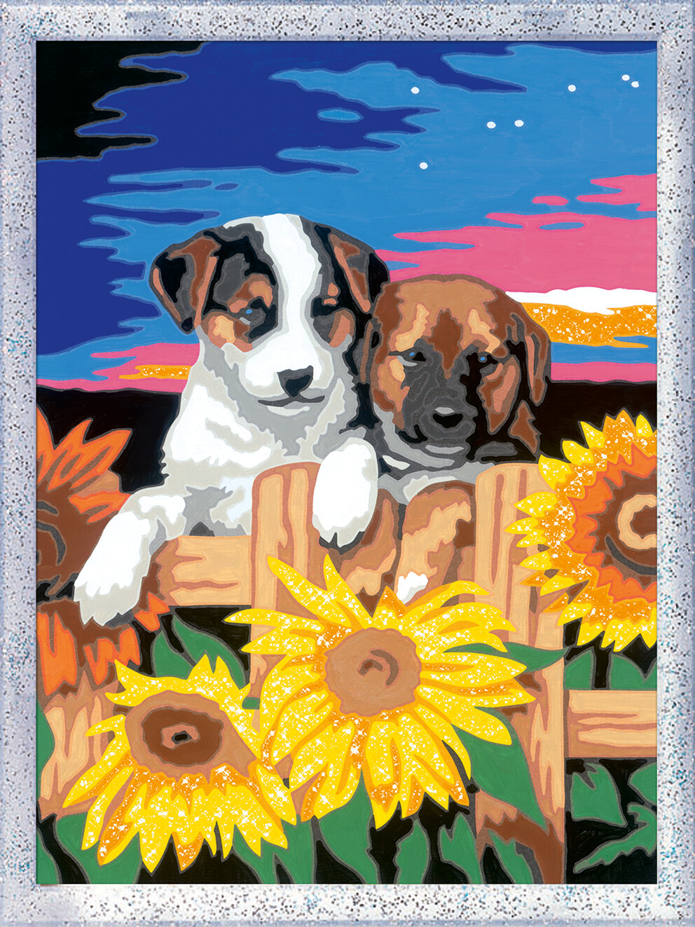 Ravensburger - creart serie d: cagnolini con girasoli, kit per dipingere con i numeri, gioco creativo per bambini 7+ anni - CREART