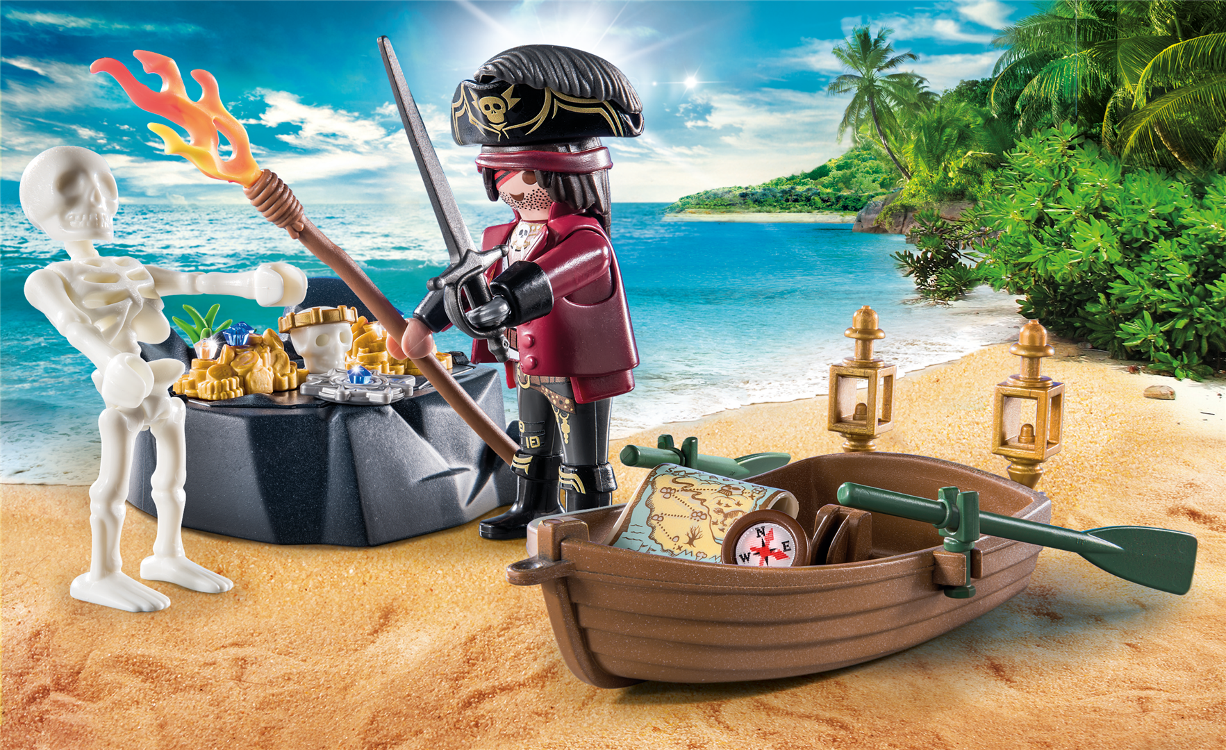 Playmobil 71254: starter pack pirata con barca a remi giocattolo per bambini dai 4 anni - Playmobil