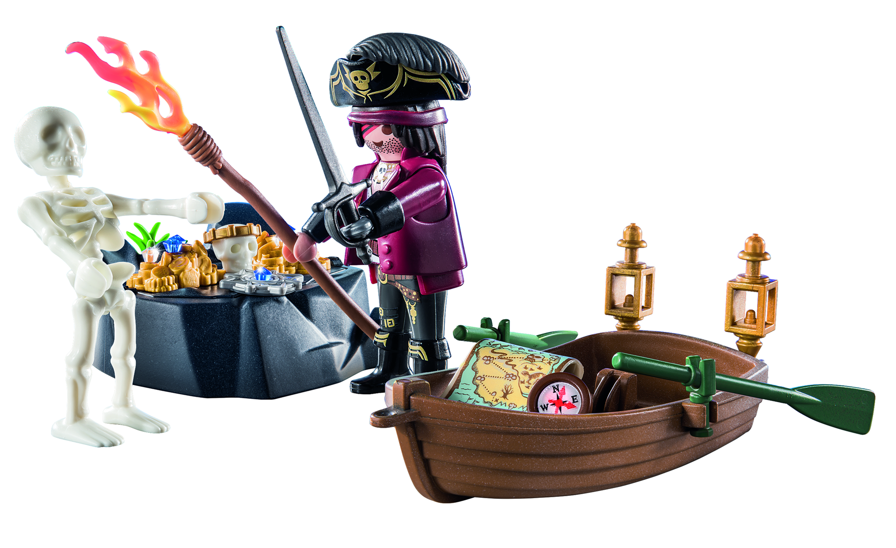 Playmobil 71254: starter pack pirata con barca a remi giocattolo per bambini dai 4 anni - Playmobil