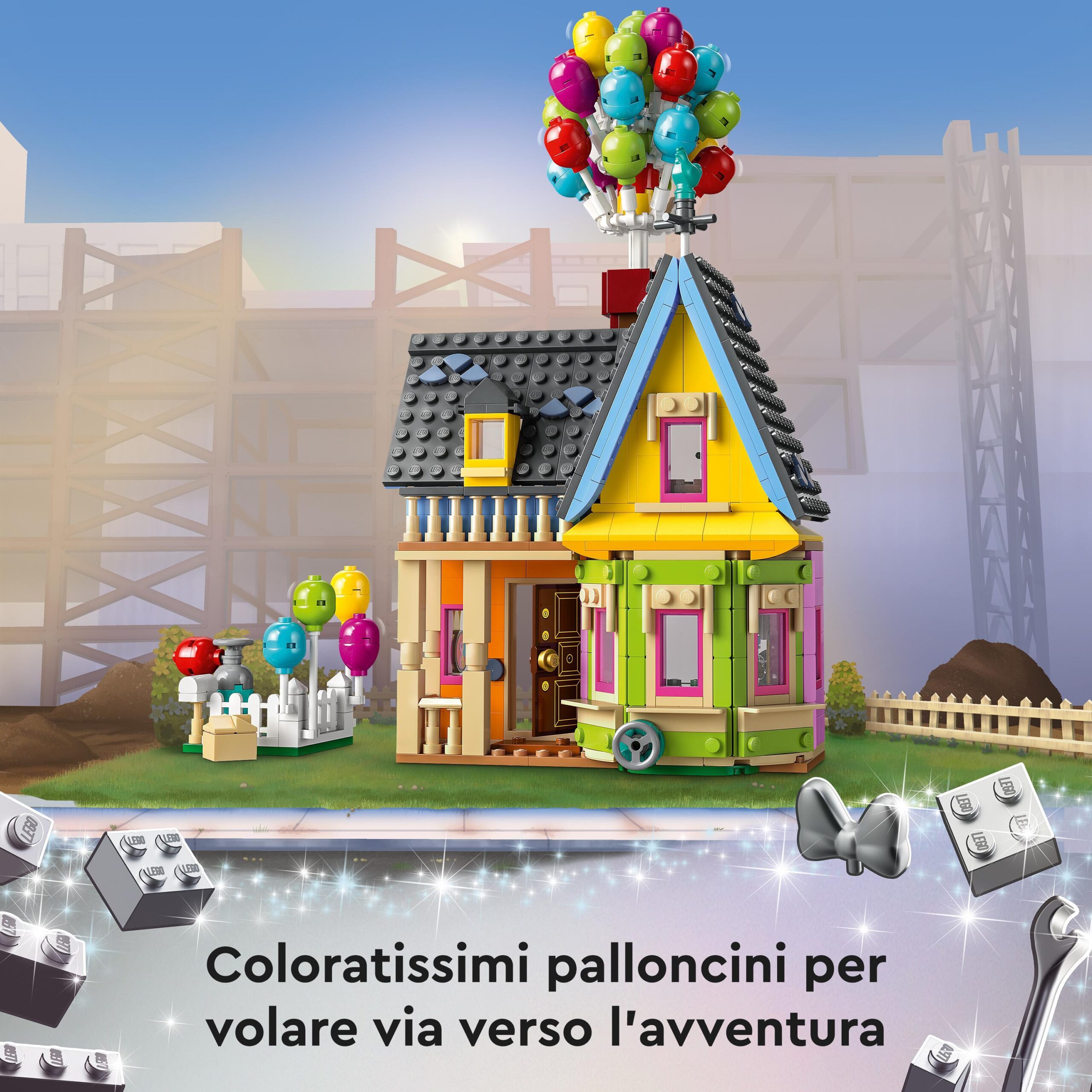 Lego disney e pixar 43217 casa di “up”, modellino con palloncini e figure di  carl, russell e dug, set disney 100° anniversario - Toys Center