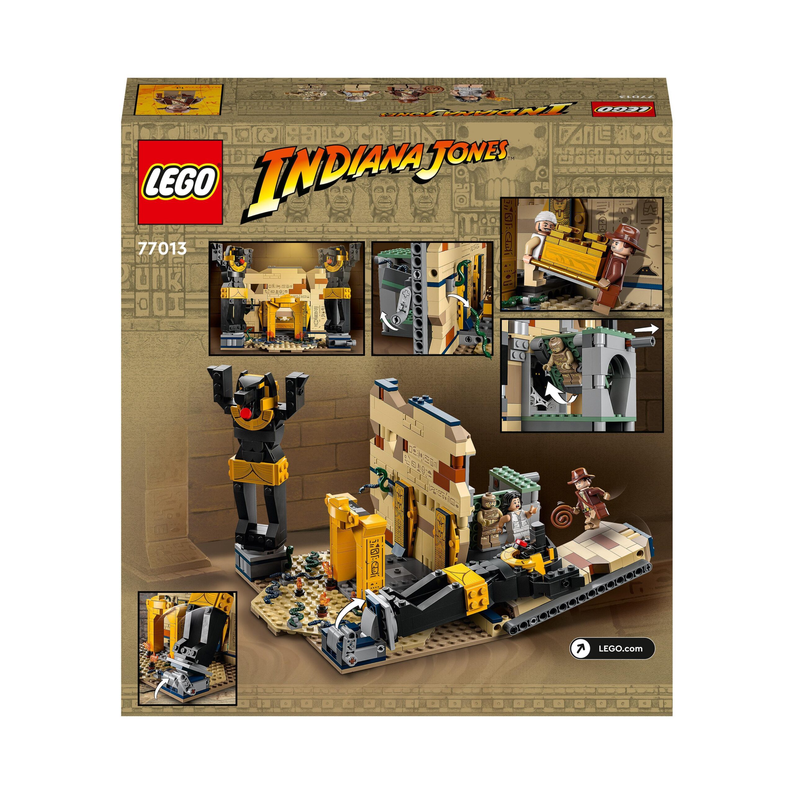 Lego indiana jones 77013 fuga dalla tomba perduta, gioco con tempio e minifigure della mummia da i predatori dell'arca perduta - Lego