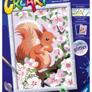 Ravensburger - creart serie d: scoiattolo glitter, kit per dipingere con i numeri, gioco creativo per bambini 7+ anni - CREART