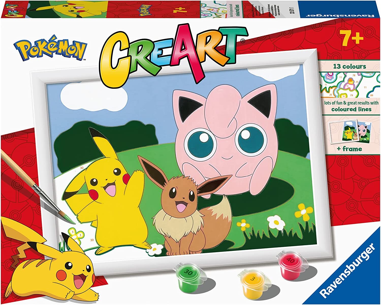 Ravensburger - creart serie d: pokémon classics, kit per dipingere con i numeri, gioco creativo per bambini 7+ anni - CREART, POKEMON