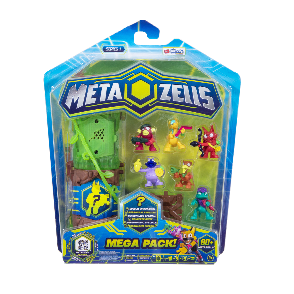 Metazells mega pack 7 personaggi (1 speciale), 7 card, 2 tronchi, 2 accessori, leaflet - 