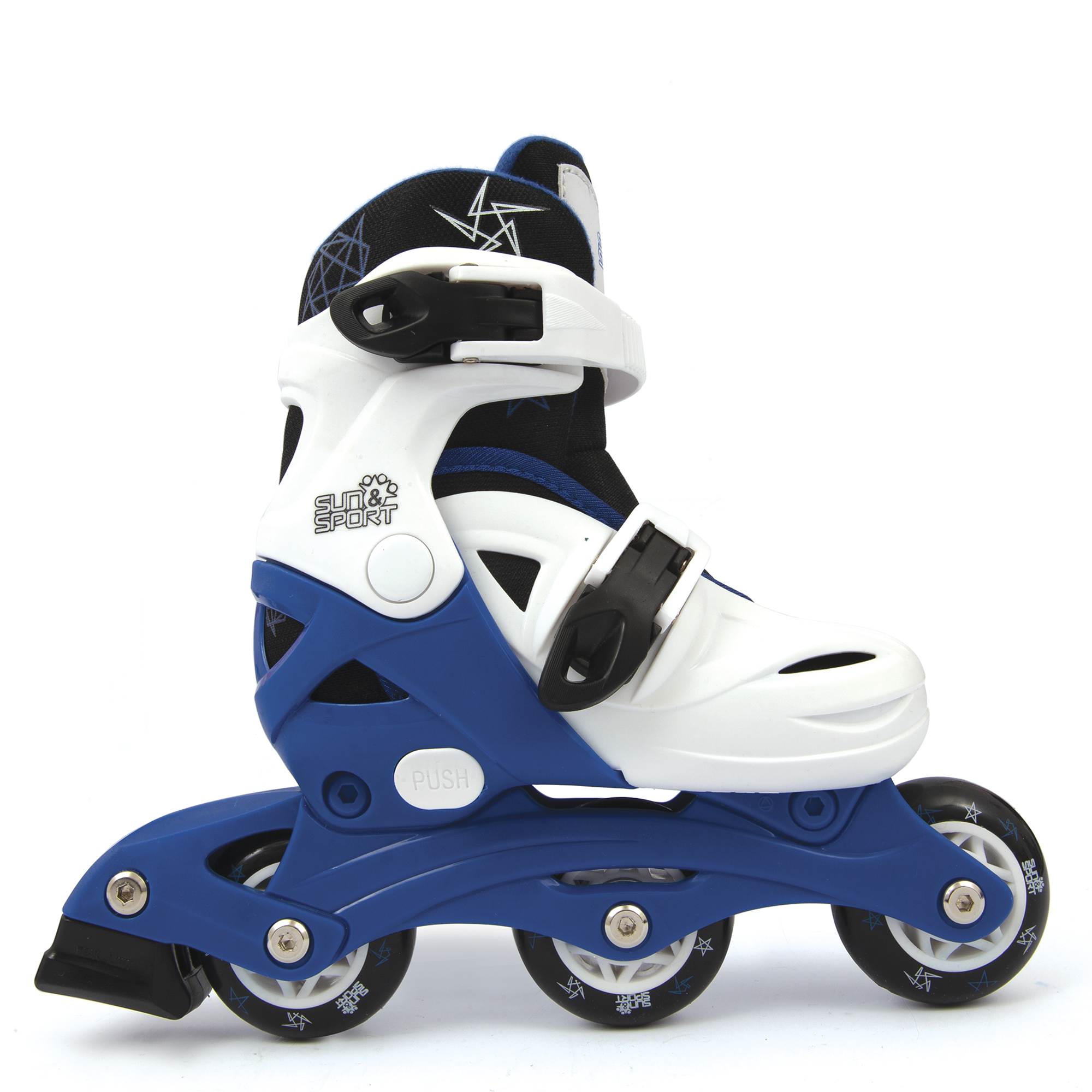 Pattini a 3 ruote regolabili con freno posteriore - misure da 26 a 30 per bambini- disponibile in blu e rosa - SUN&SPORT