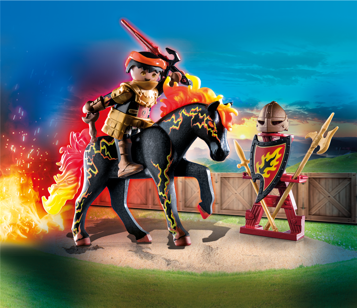 Playmobil novelmore 71213 guerrieri di burnham - cavaliere di fuoco, giocattolo per bambini dai 4 anni in su - Playmobil