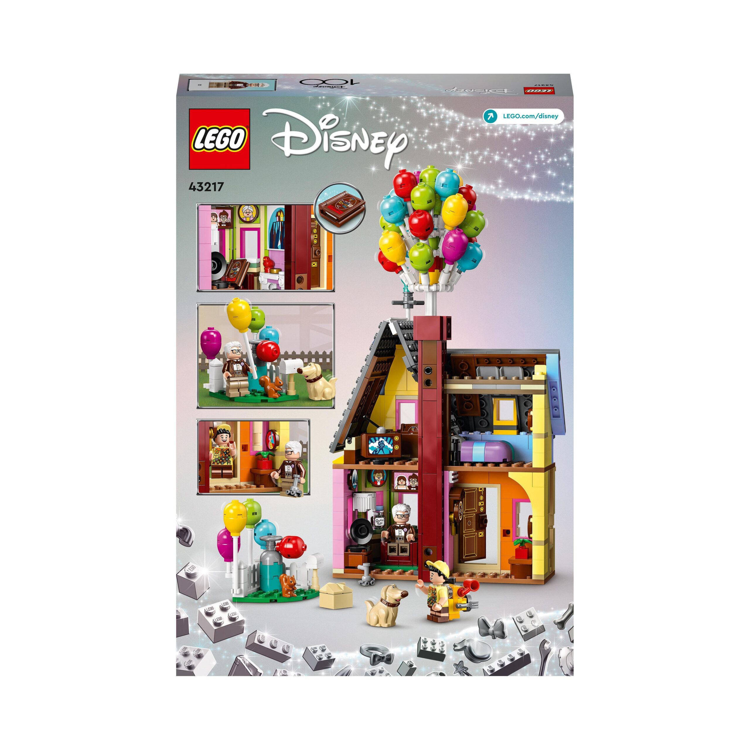 Lego disney e pixar 43217 casa di “up”, modellino con palloncini e figure di carl, russell e dug, set disney 100° anniversario - Lego