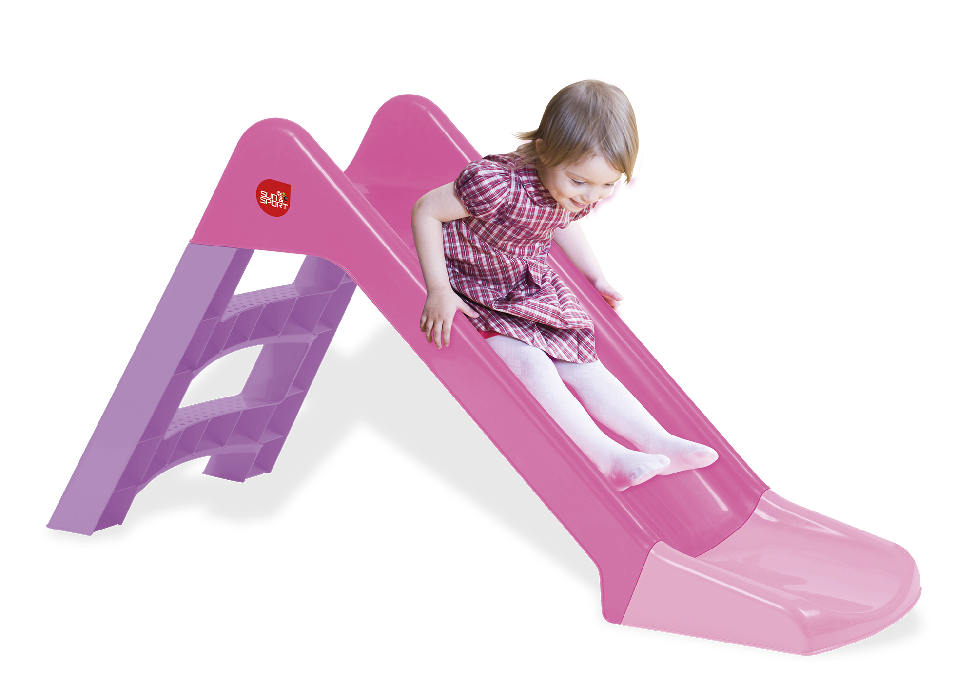 Scivolo per bambini, 3 gradini antiscivolo, verde e rosa, massimo supporto di 30 kg, facile e veloce da montare - disponbile in verde e rosa - SUN&SPORT