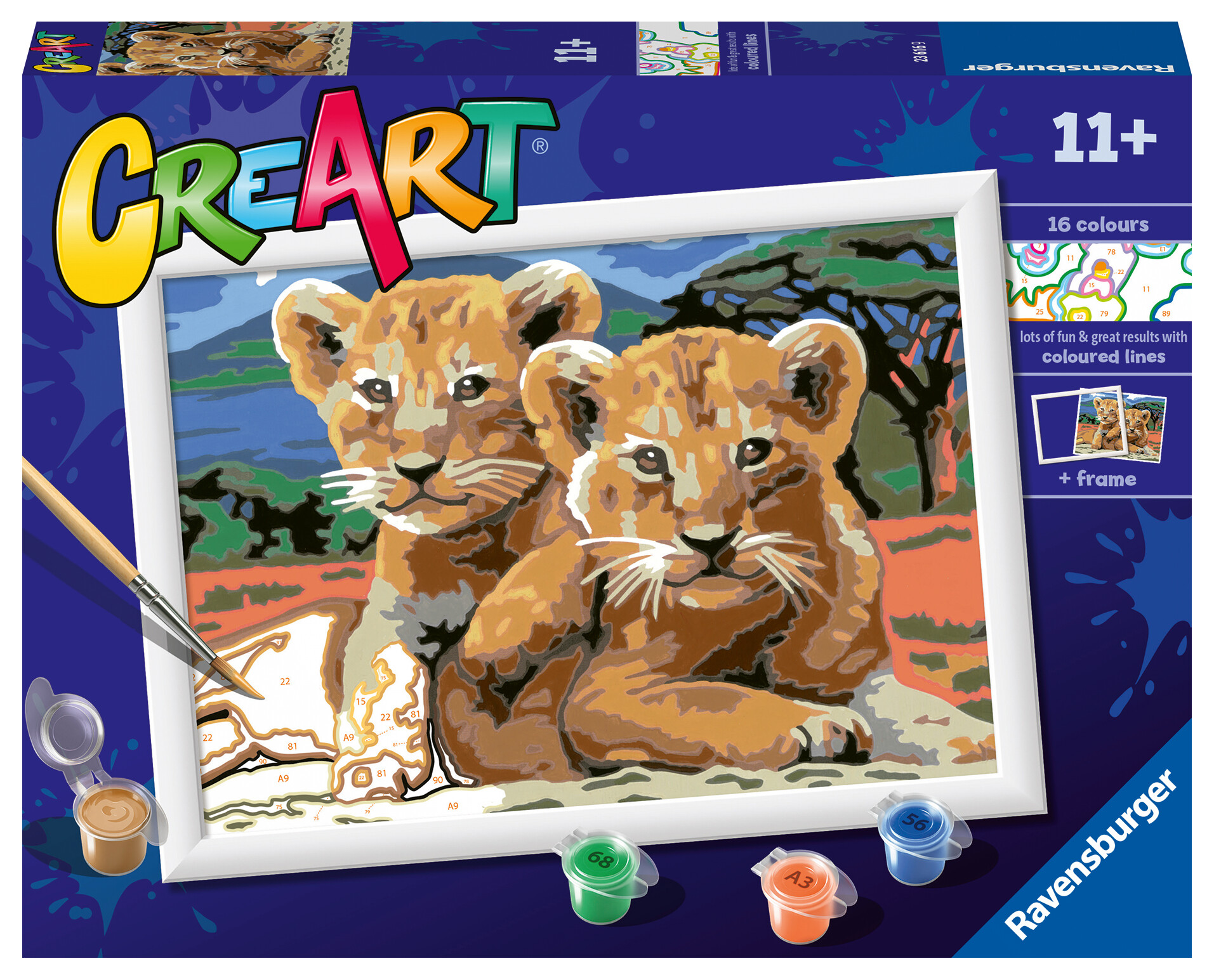 Ravensburger - creart serie d: leoncini, kit per dipingere con i numeri,  gioco creativo per bambini 7+ anni - Toys Center