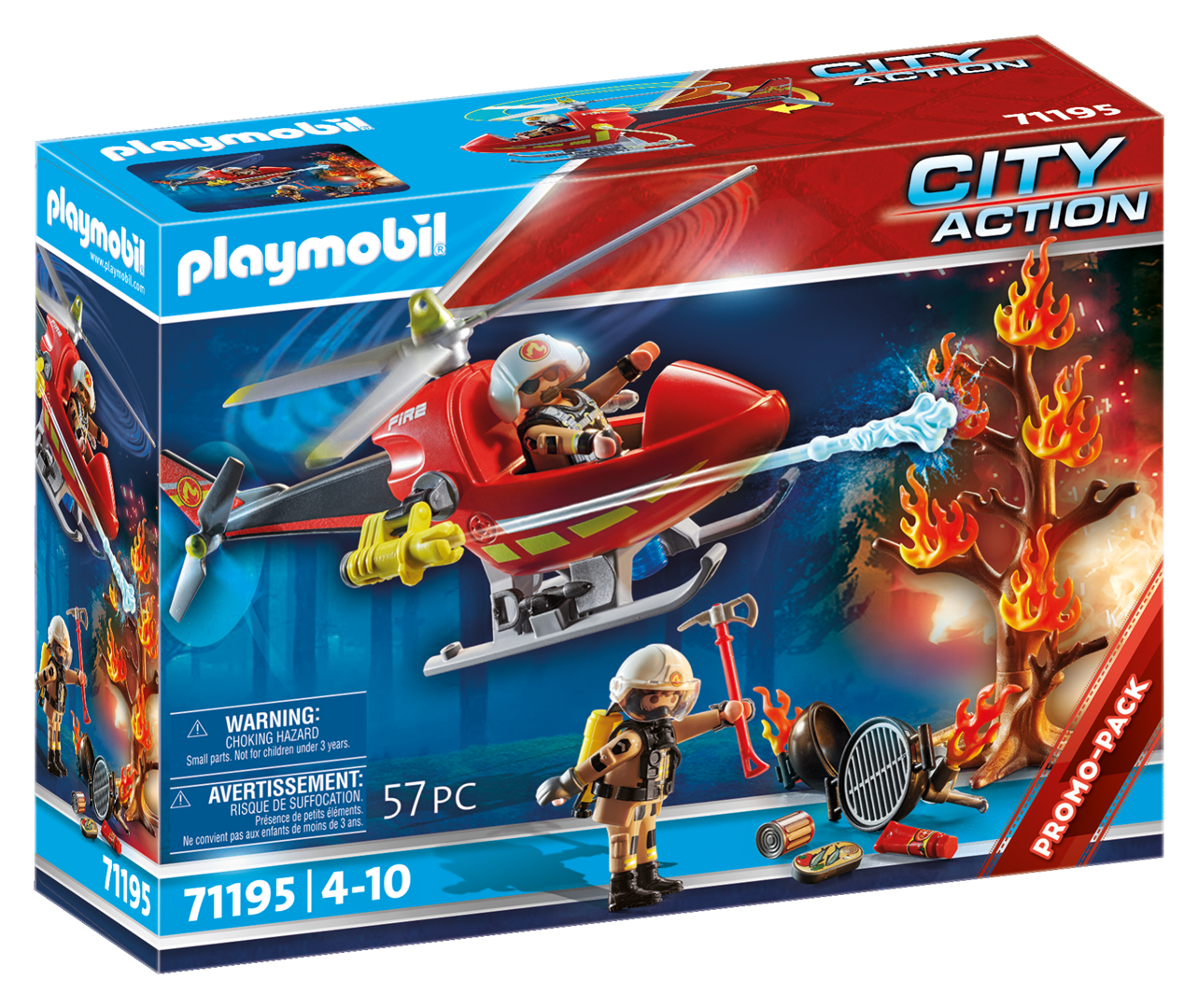 Playmobil city action 71195 elicottero dei vigili del fuoco, giocattolo per bambini dai 4 anni in su - Playmobil