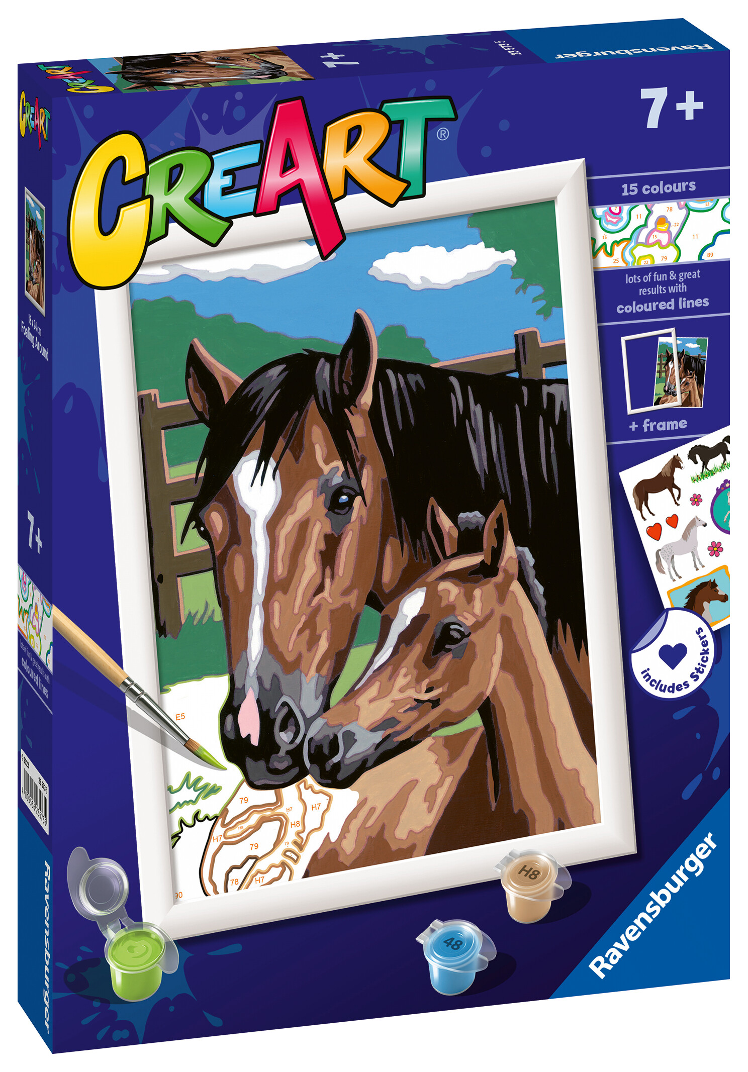 Ravensburger - creart serie d: cavalli al pascolo, kit per dipingere con i numeri, gioco creativo per bambini 7+ anni - CREART