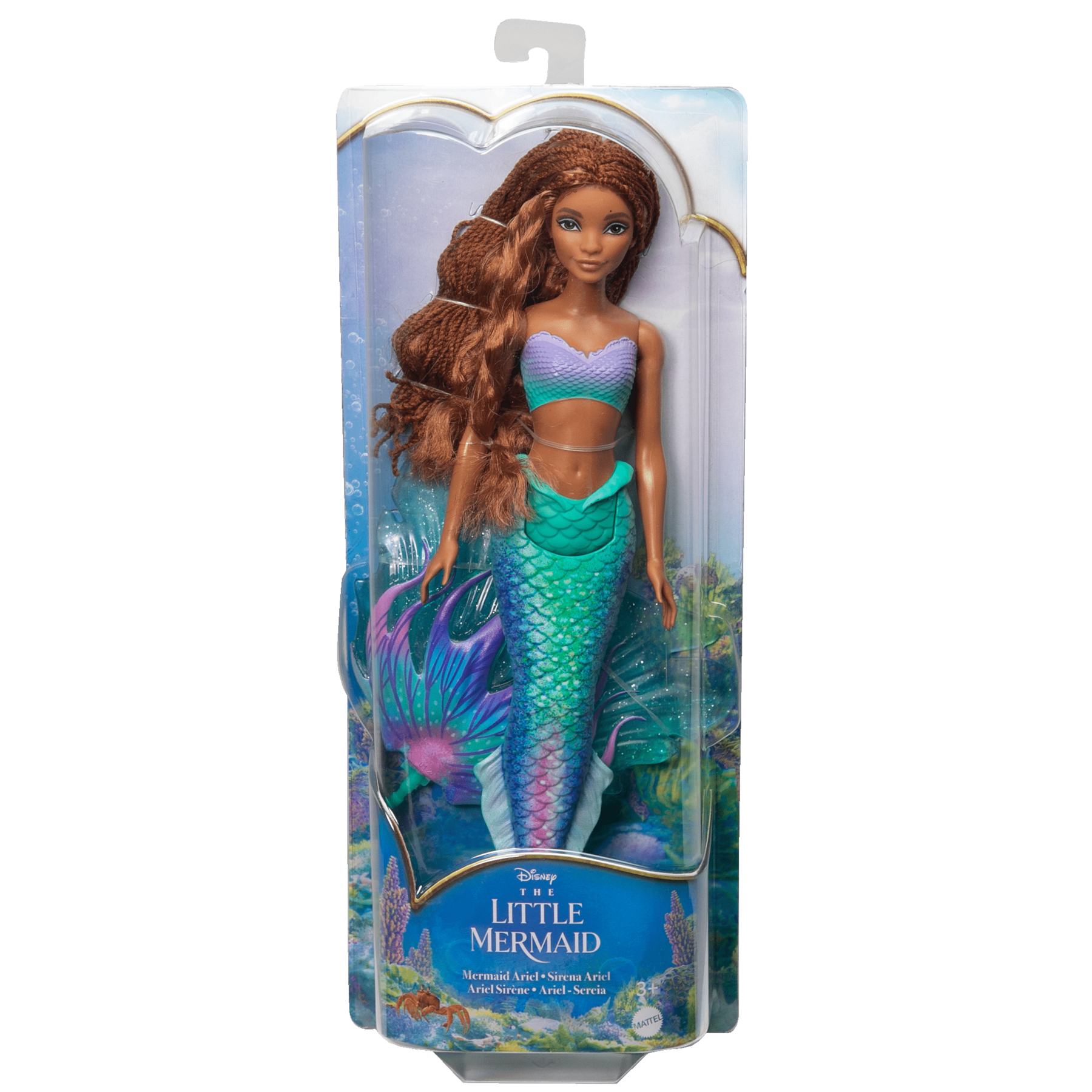 Disney la sirenetta - ariel, bambola con l'iconica coda da sirena colorata  e glitterata e lunghi capelli rossi da acconciare, look ispirato al film,  giocattolo per bambini, 3+ anni, hlx08 - Toys Center
