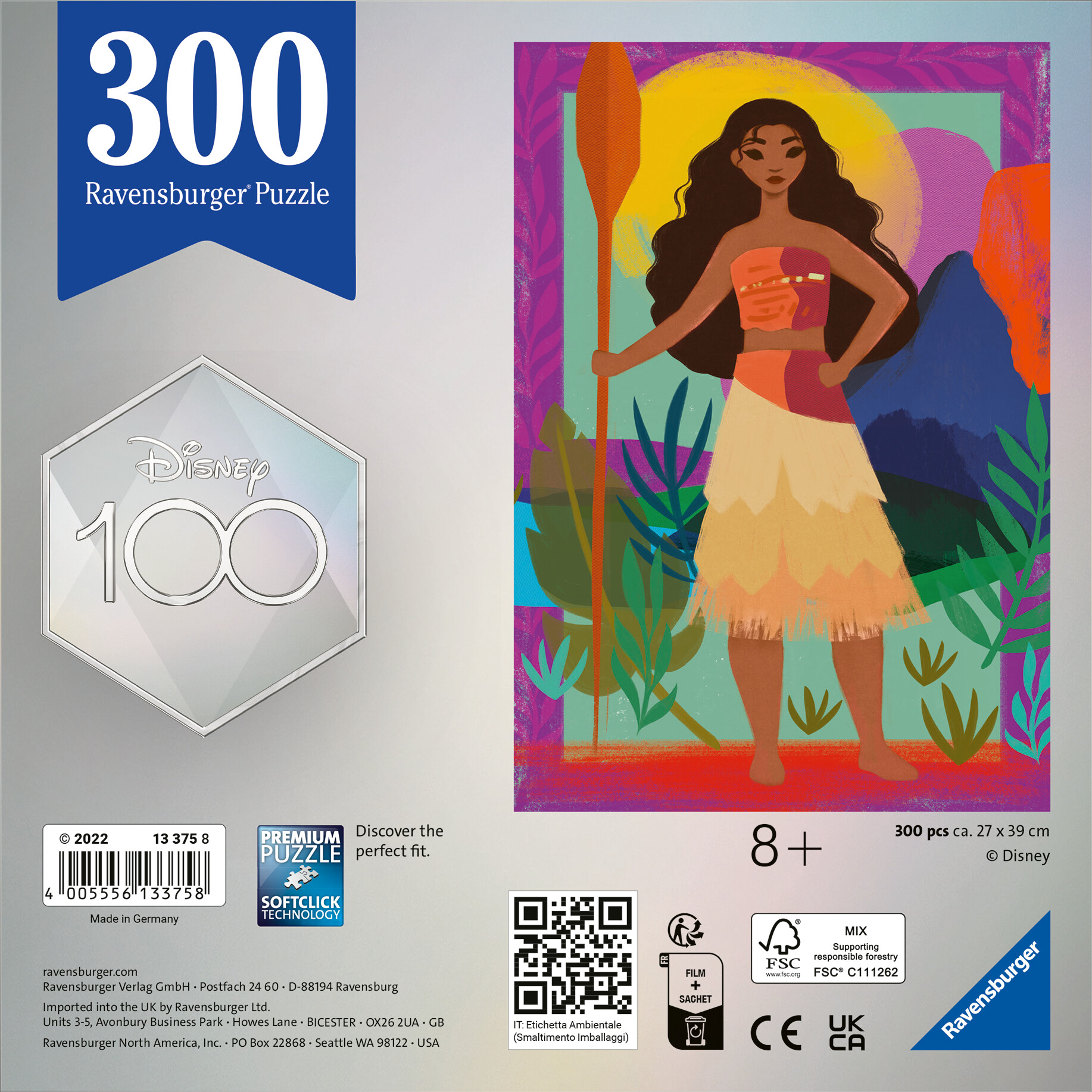 Ravensburger - puzzle disney oceania, 300 pezzi, 8+, limited edition disney 100 - DISNEY PRINCESS, RAVENSBURGER